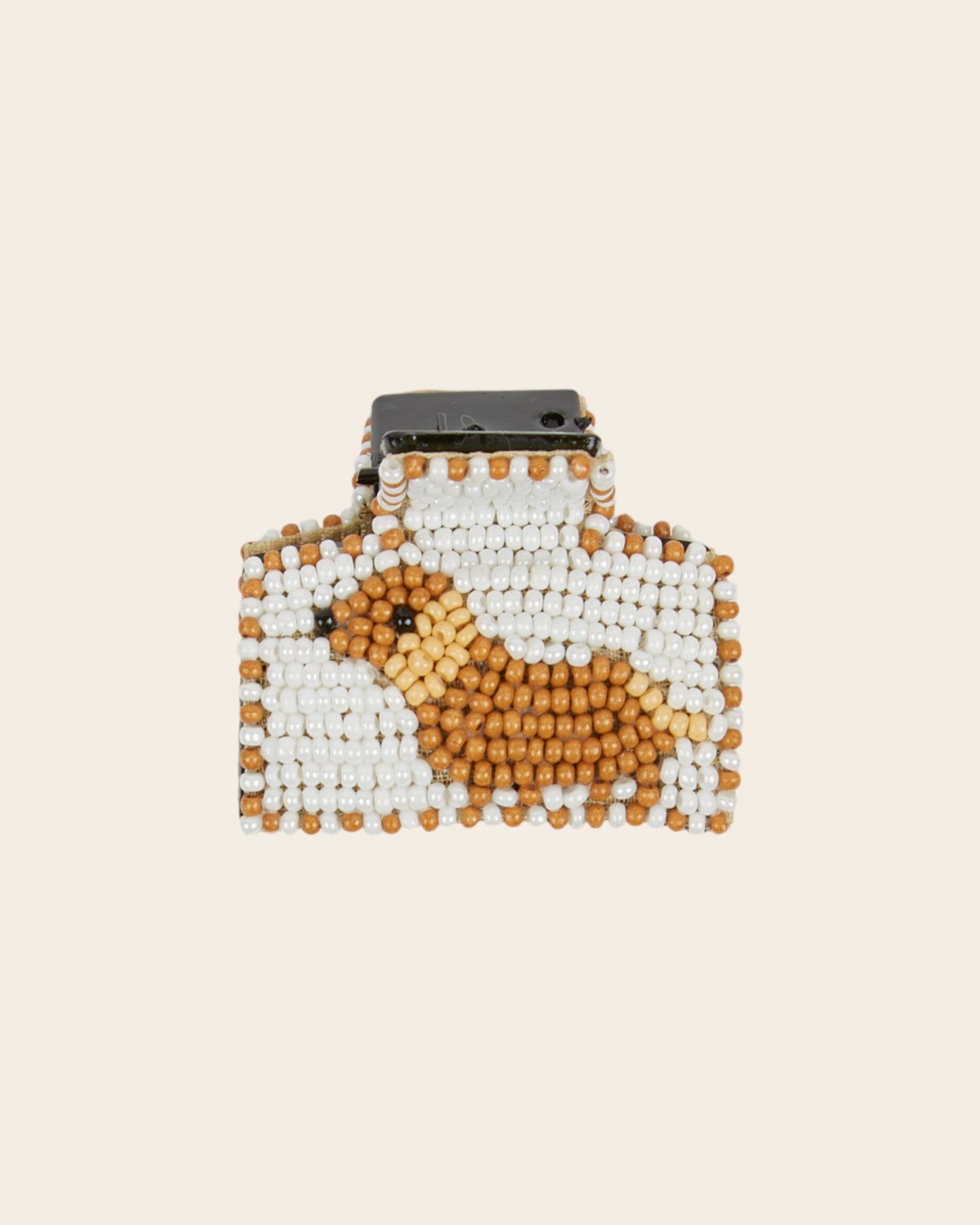 Pince à cheveux - Teckel perles blanches