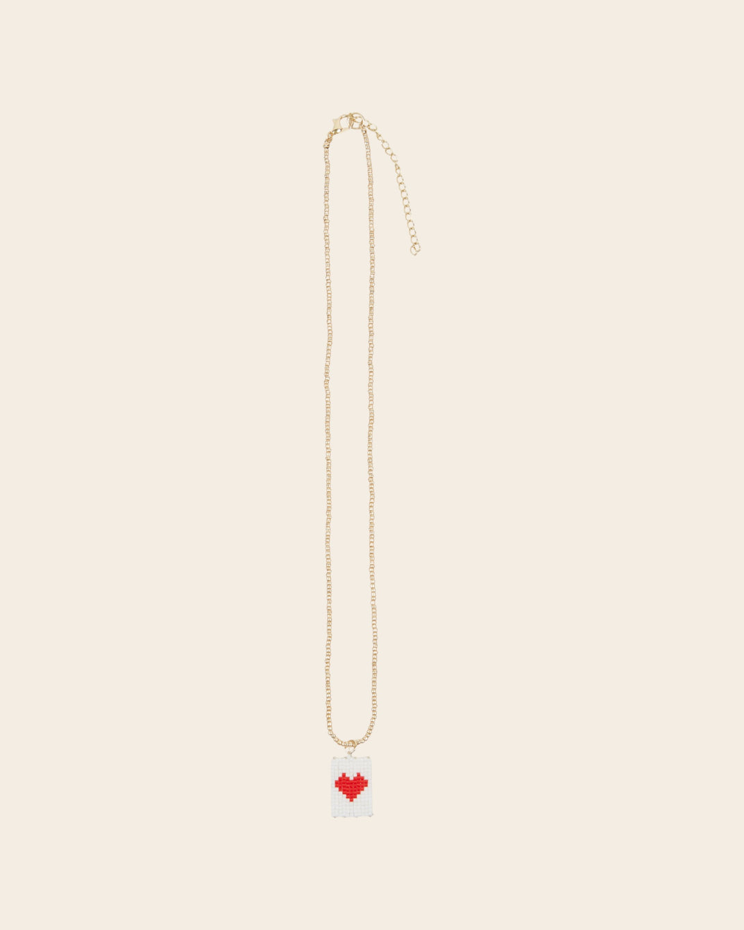 Collier - Perles coeur blanc
