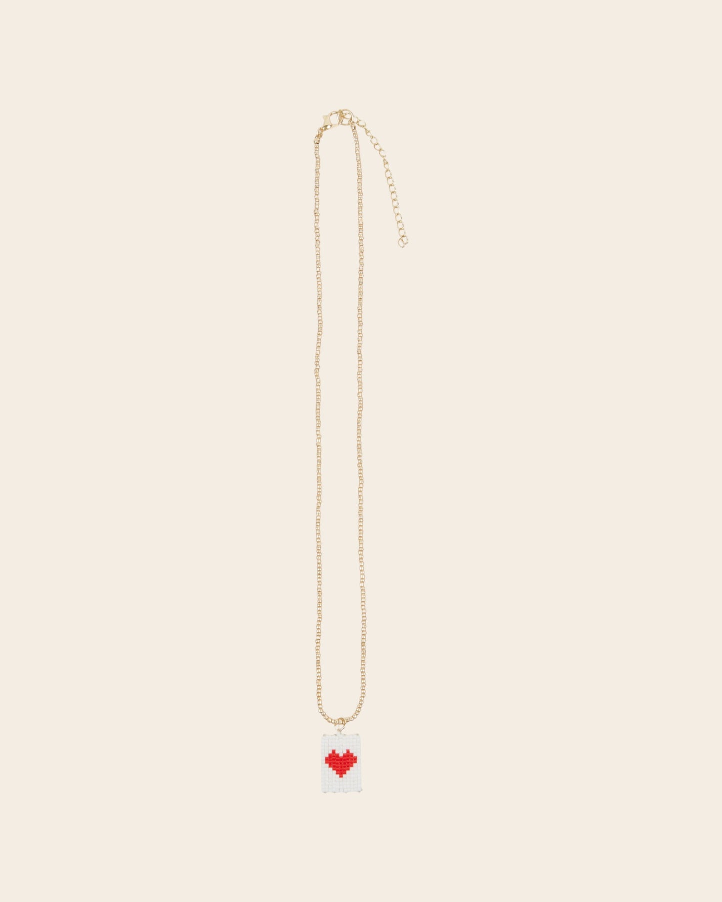 Collier - Perles coeur blanc