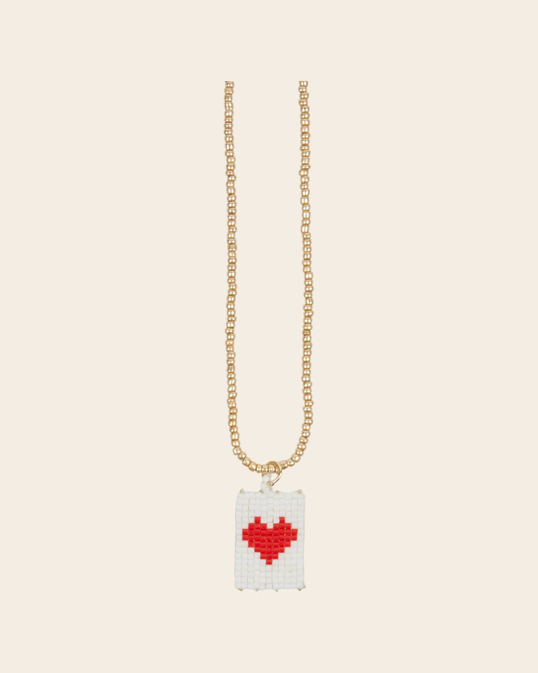 Collier - Perles coeur blanc