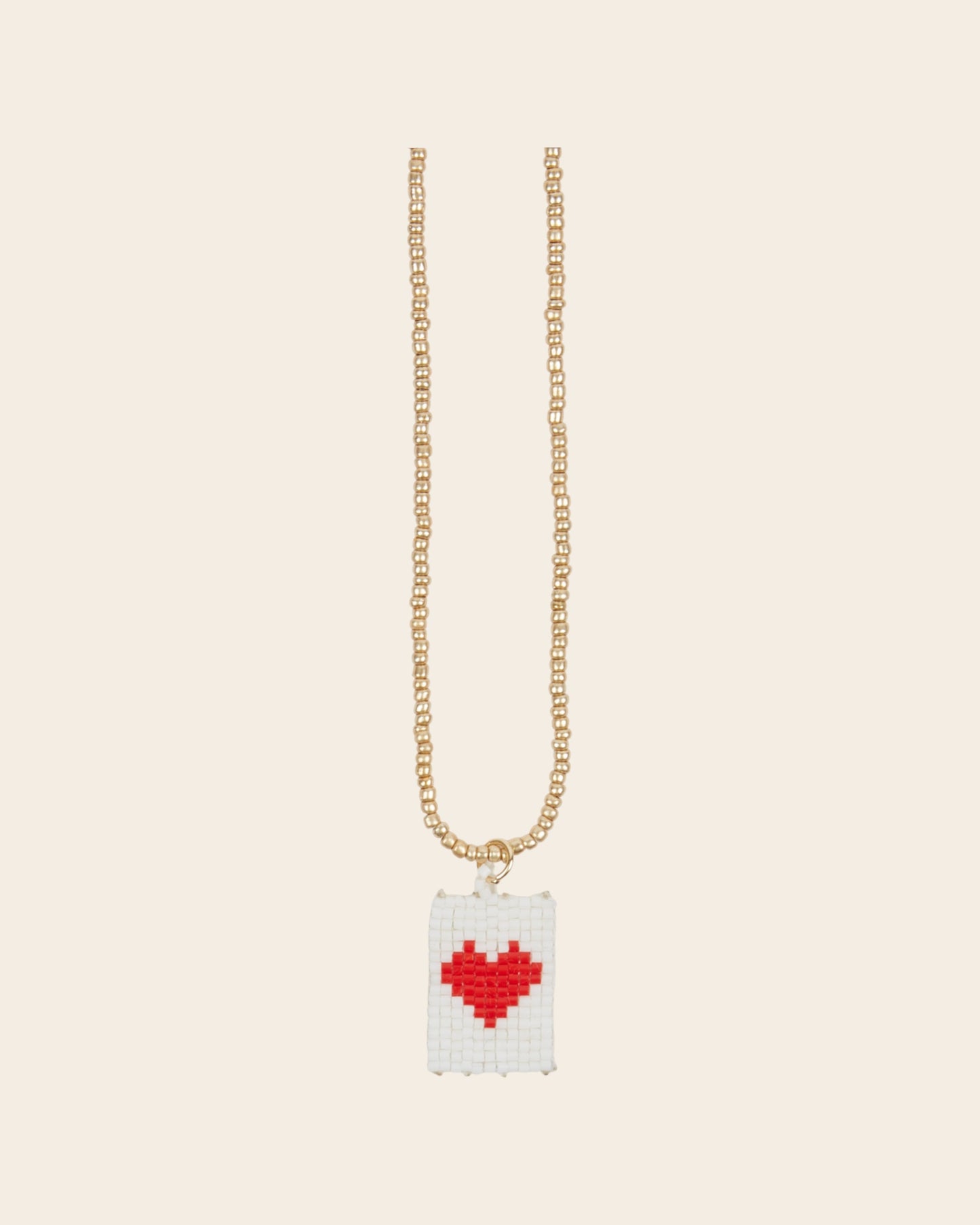 Collier - Perles coeur blanc