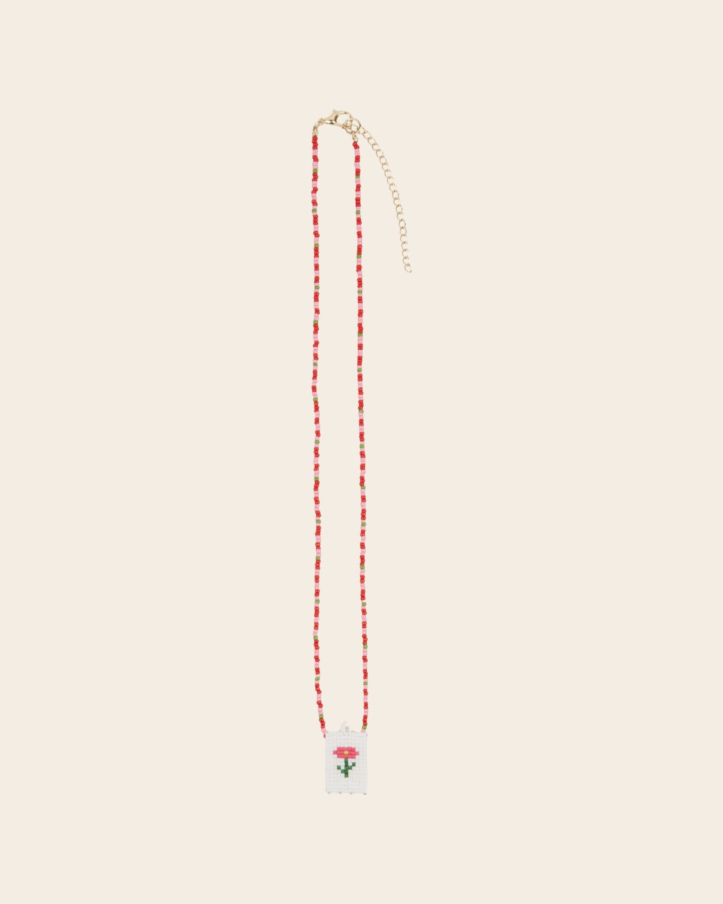 Collier - Perles fleur rose et blanc