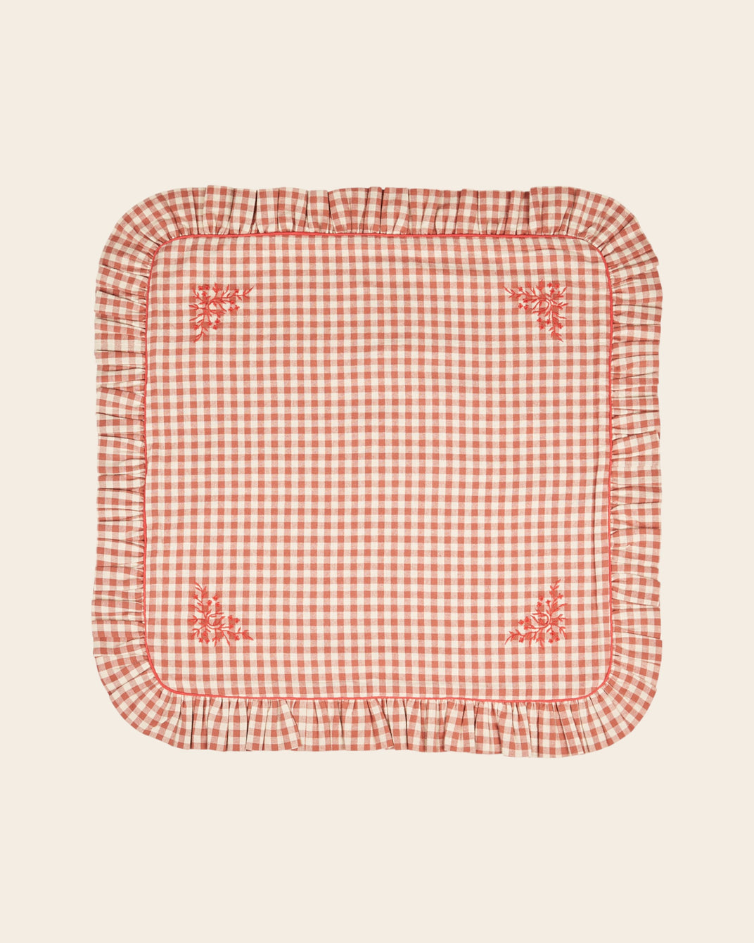 Housse de coussin - Vichy terracotta