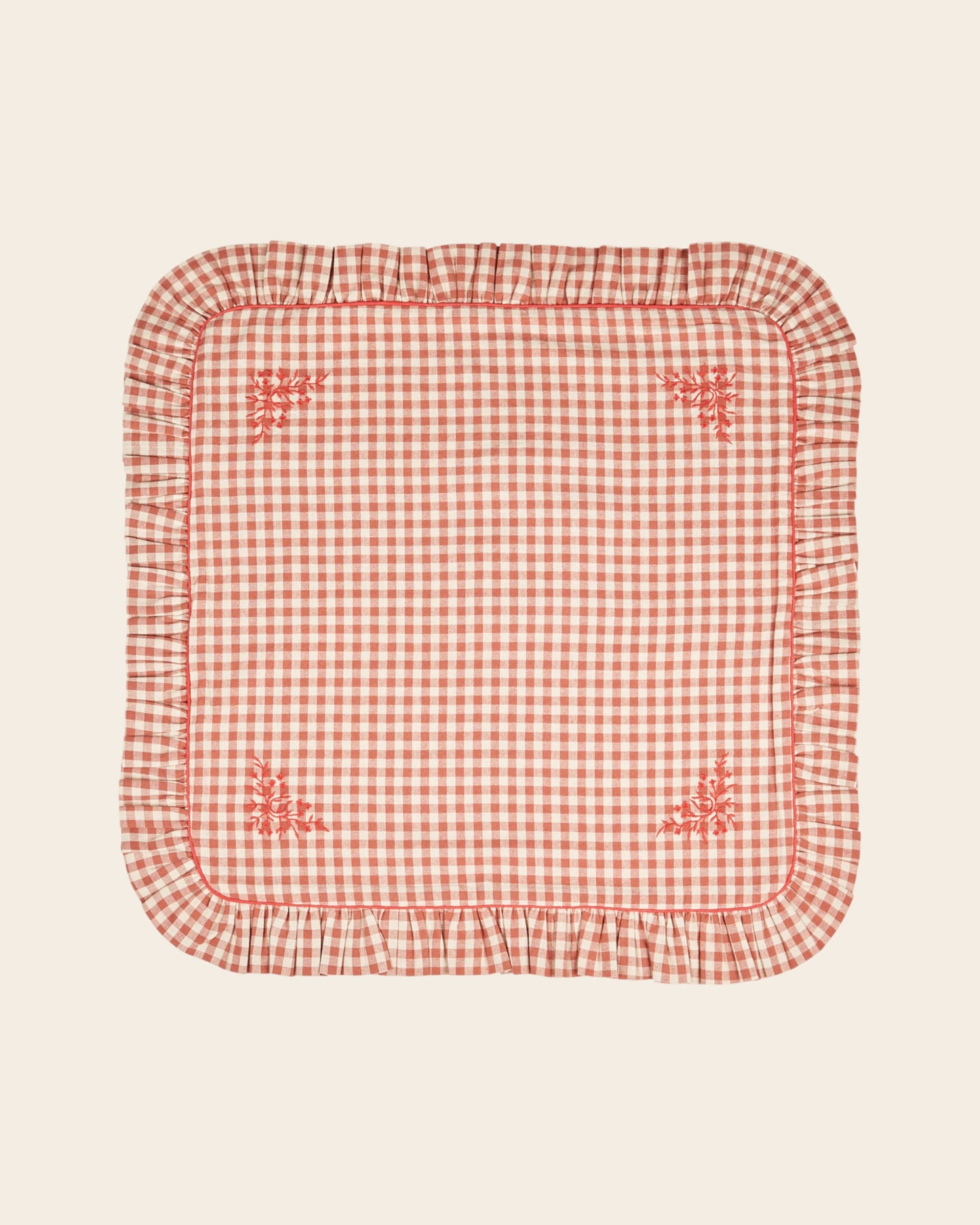 Housse de coussin - Vichy terracotta