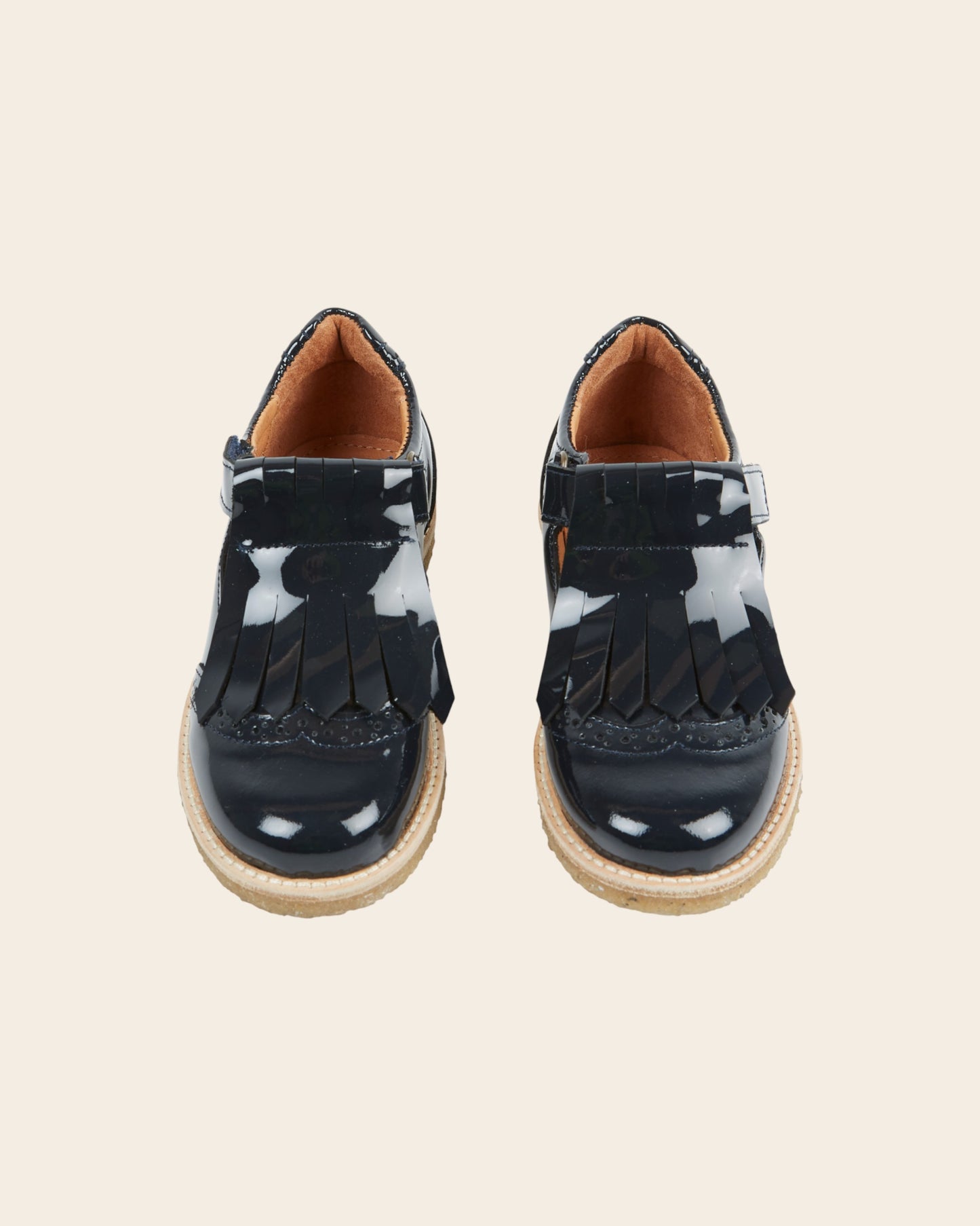 Salomés à franges - Cuir verni marine