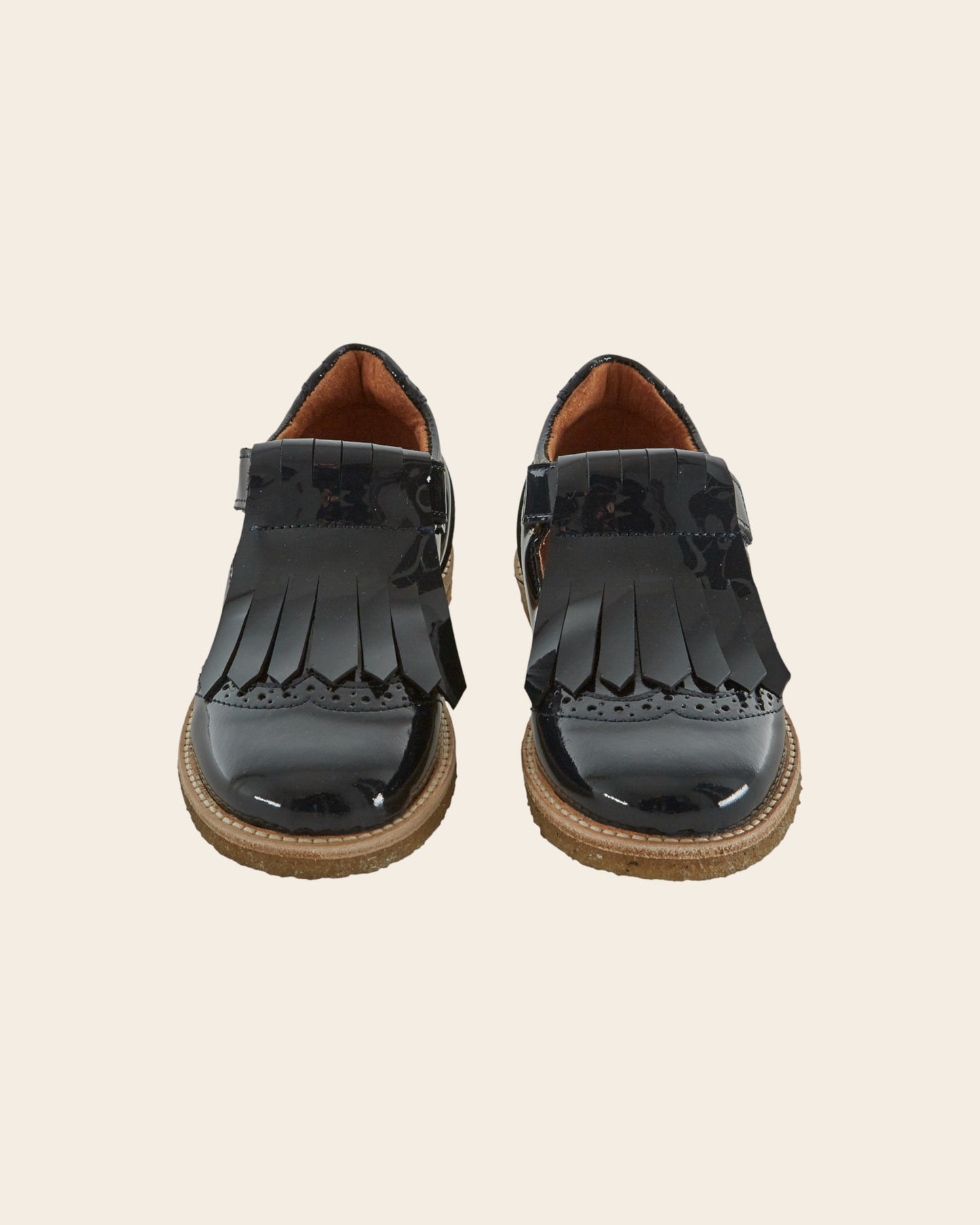 Salomés à franges - Cuir verni marine