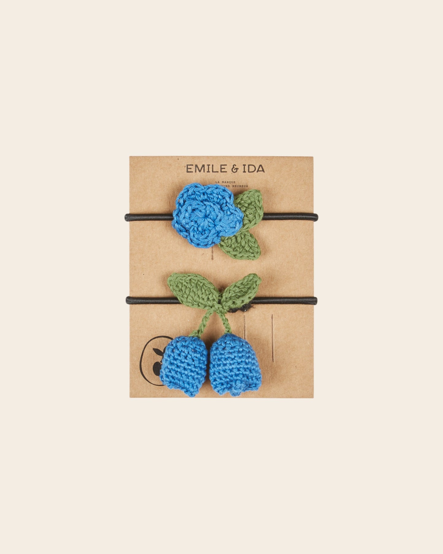 Lot de 2 élastiques - Fleurs crochet bleu