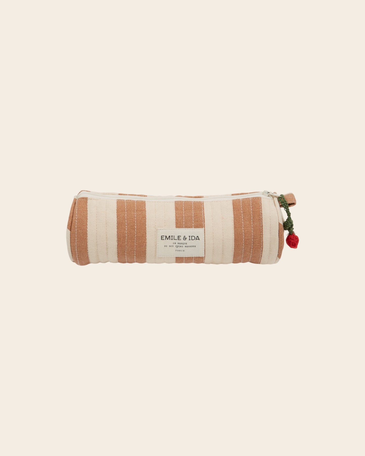 Trousse - Rayé beige et écru