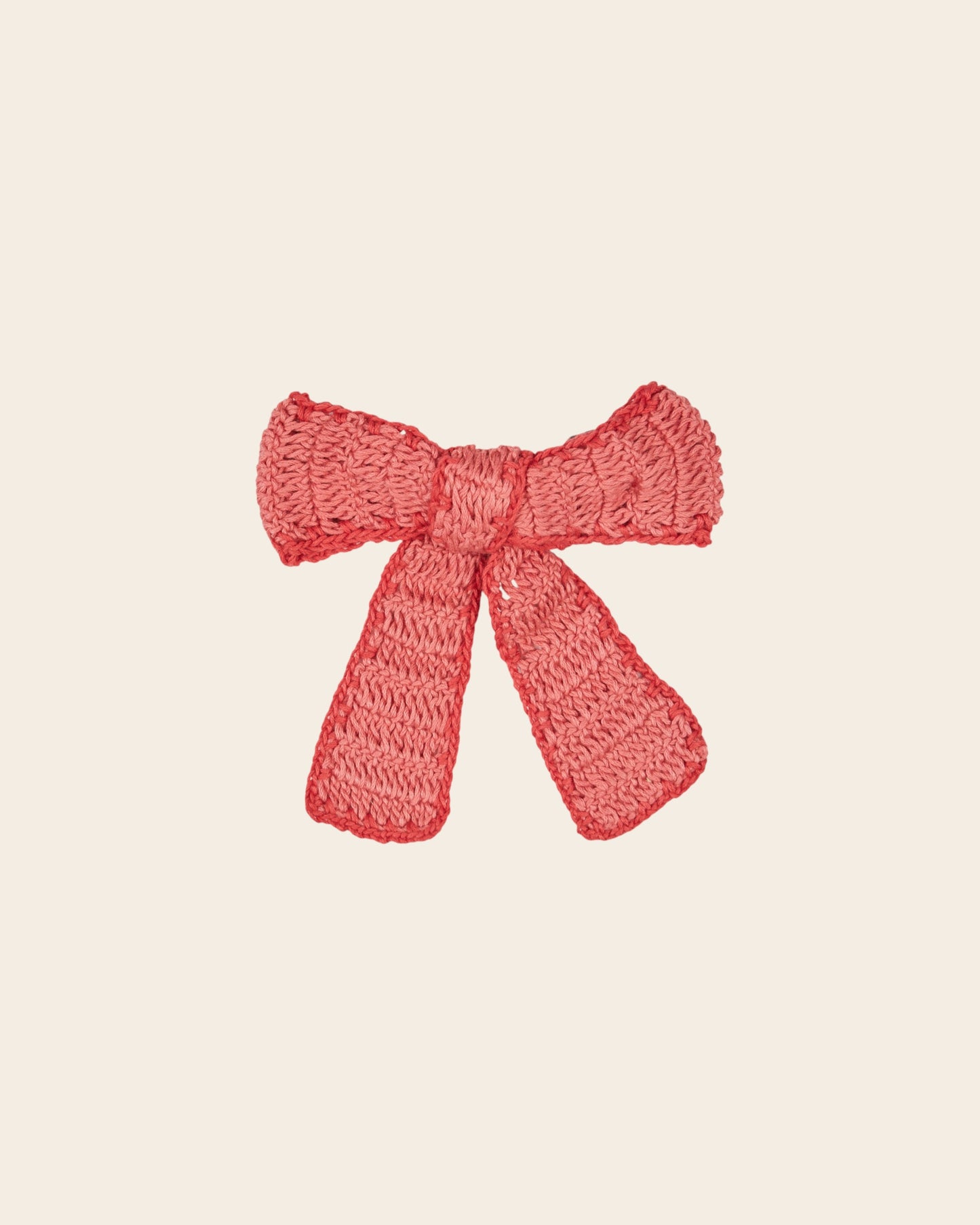 Barrette - Noeud crochet rose