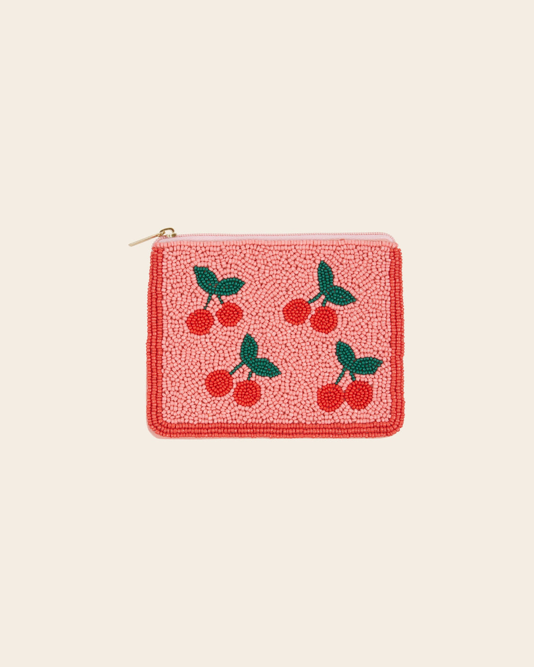 Pochette - Perles cerises rose et rouge