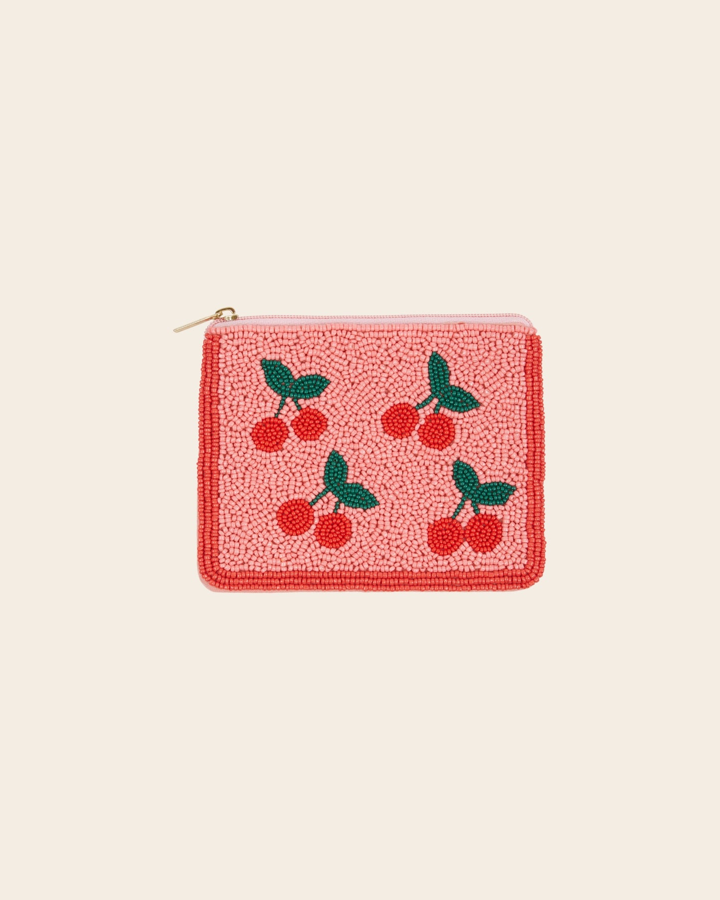 Pochette - Perles cerises rose et rouge