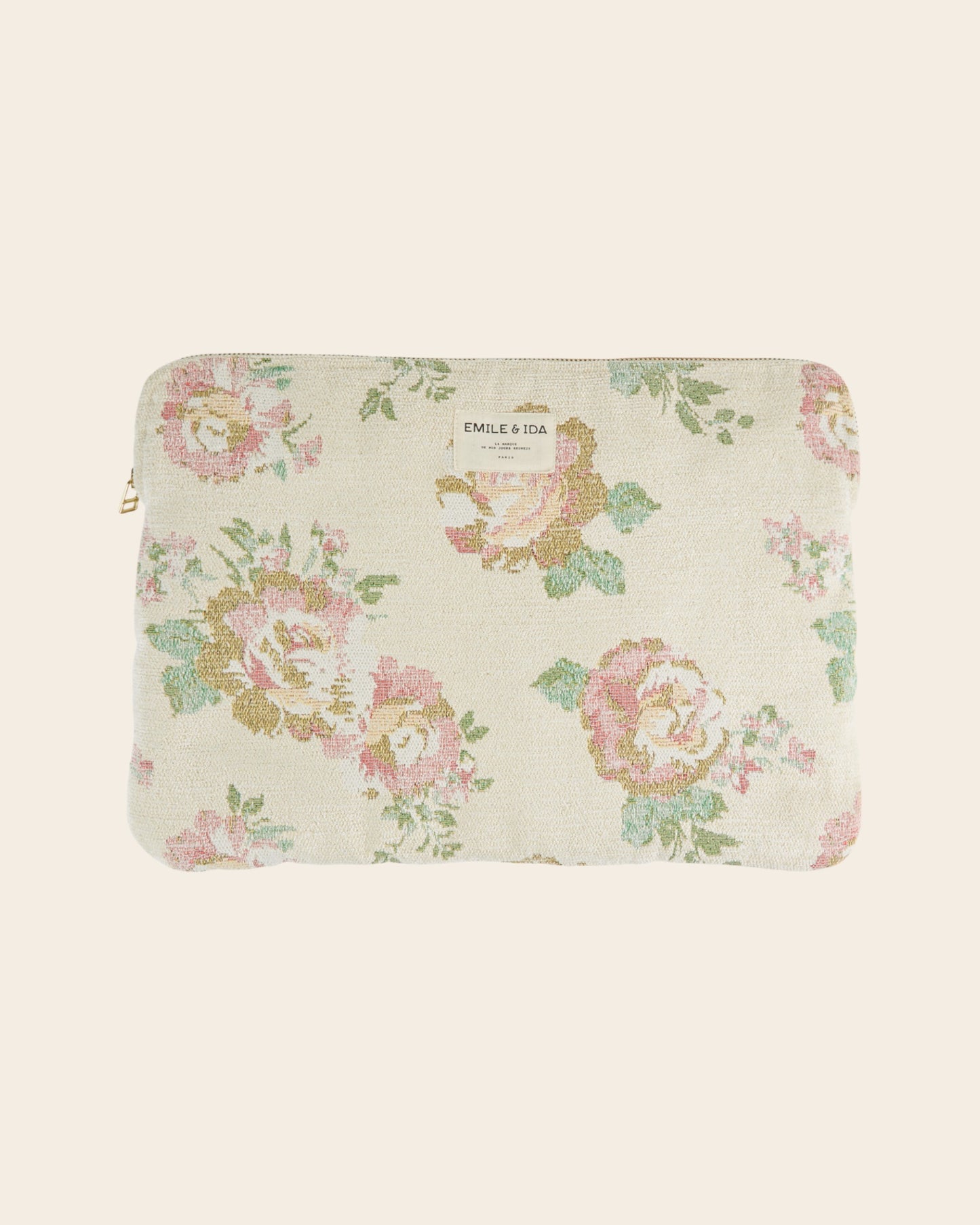 Pochette d'ordinateur - Jacquard fleuri