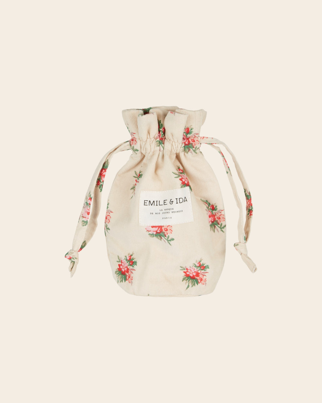 Pochon - Velours fleuri beige