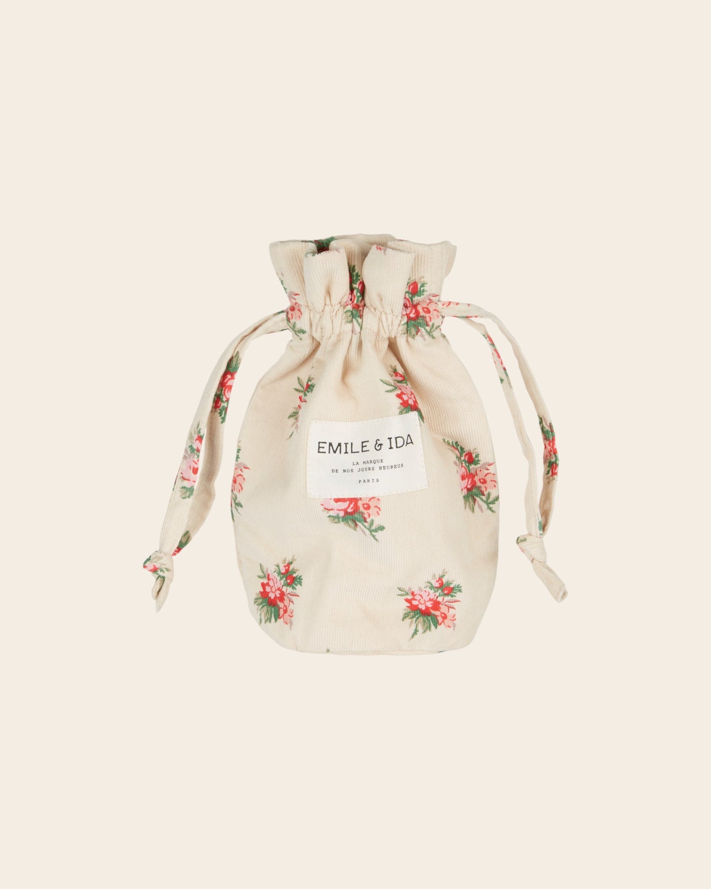 Pochon - Velours fleuri beige