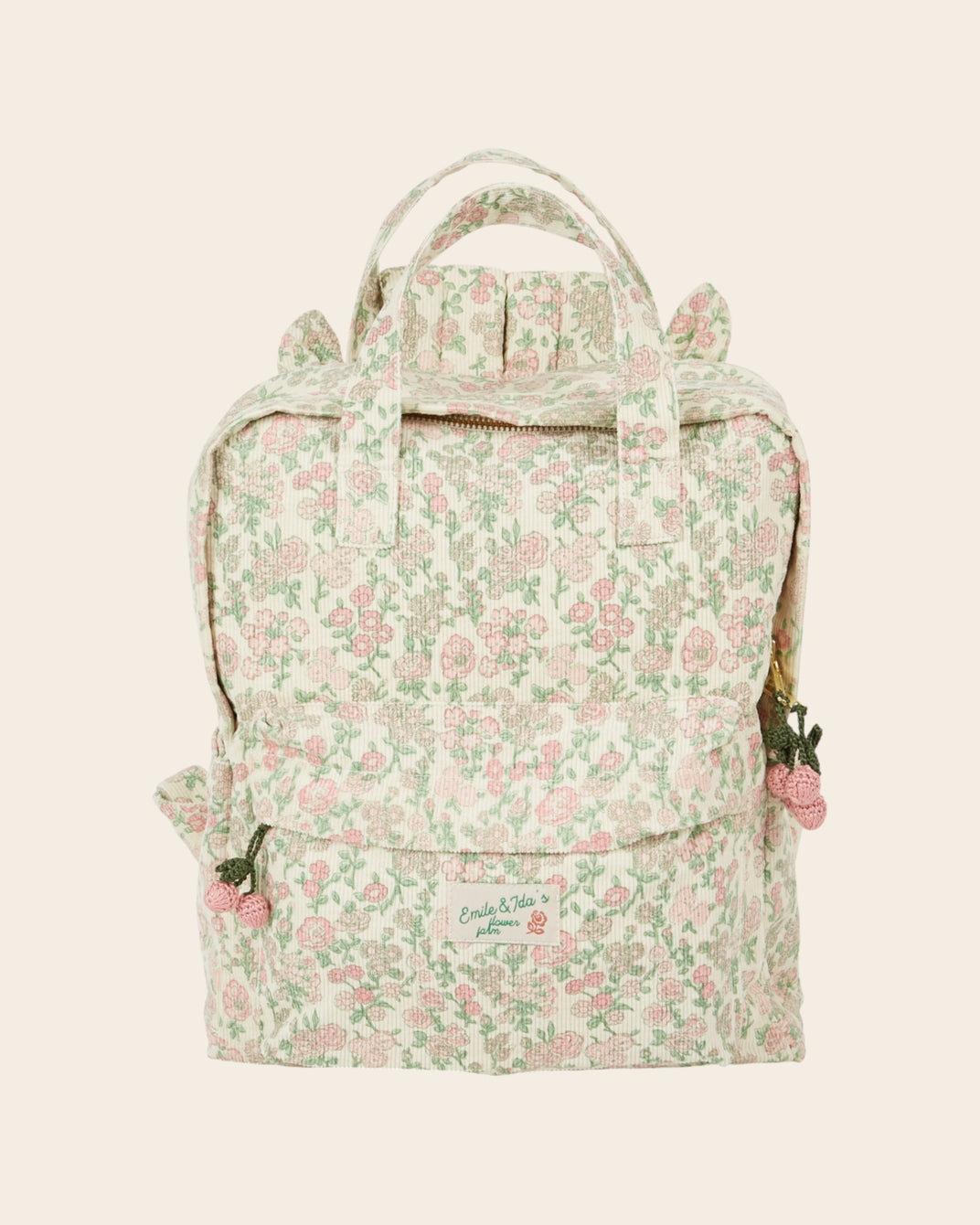 Sac à dos - Velours fleuri vert
