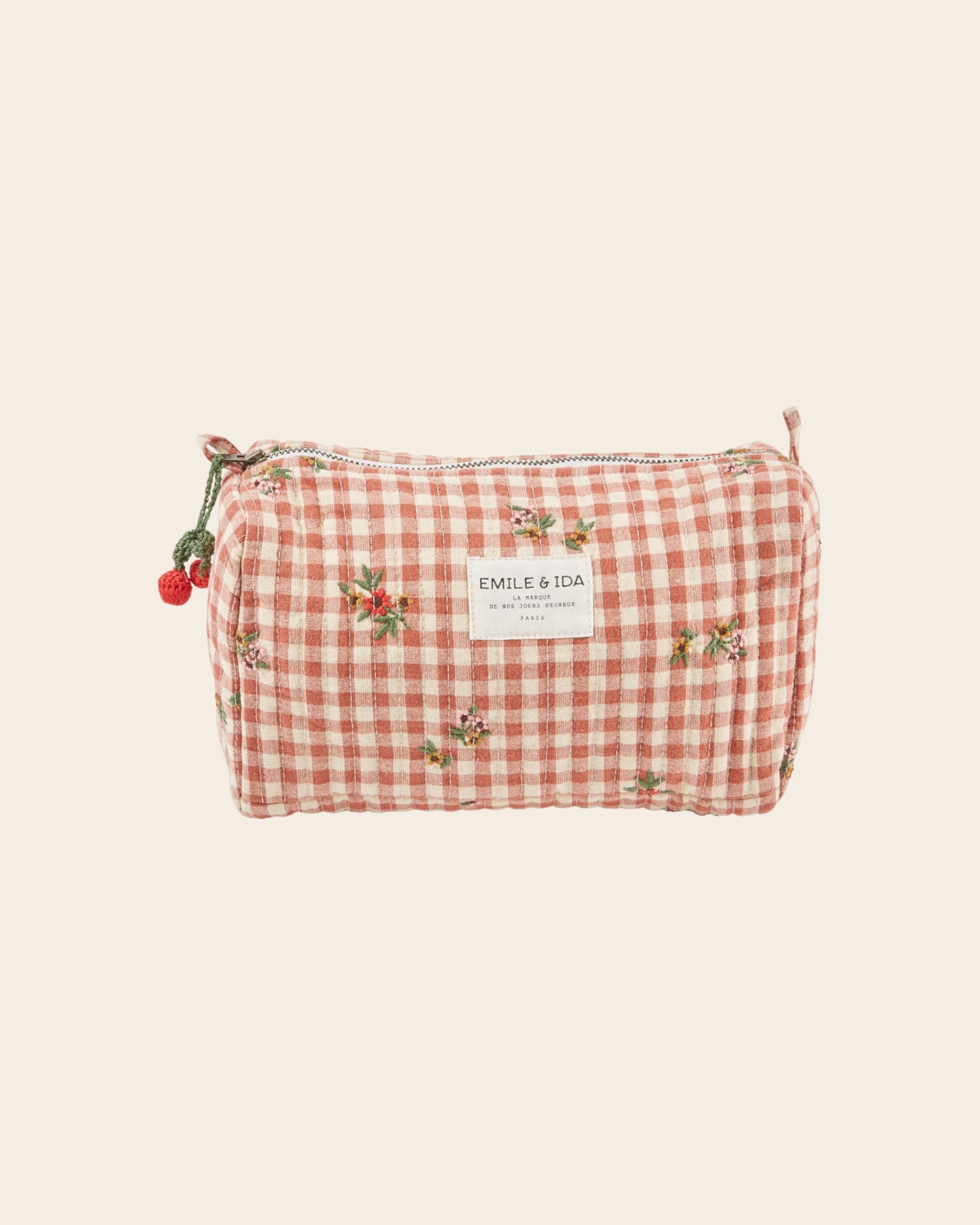 Trousse de toilette - Brodé vichy terracotta
