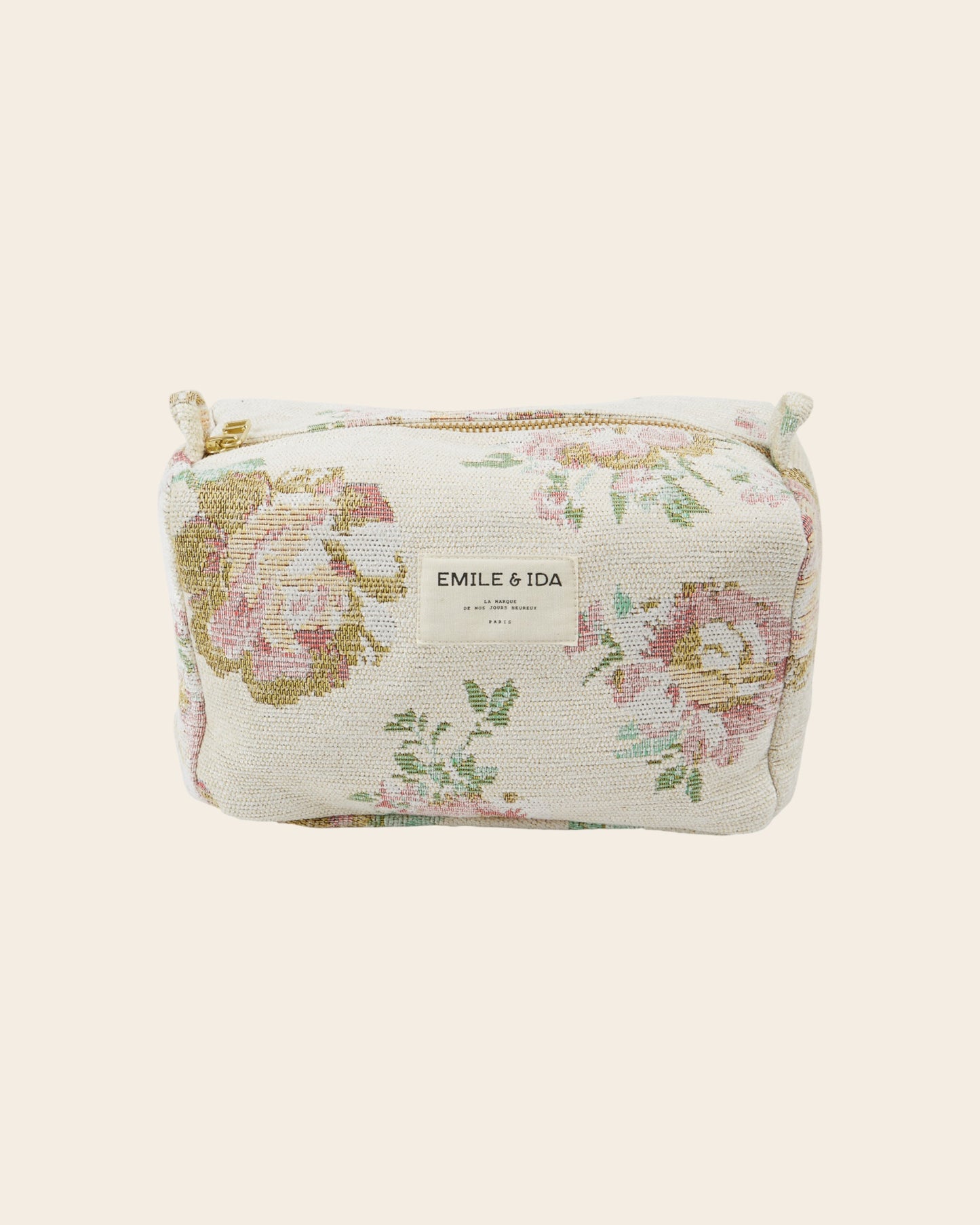 Trousse de toilette - Jacquard fleuri beige