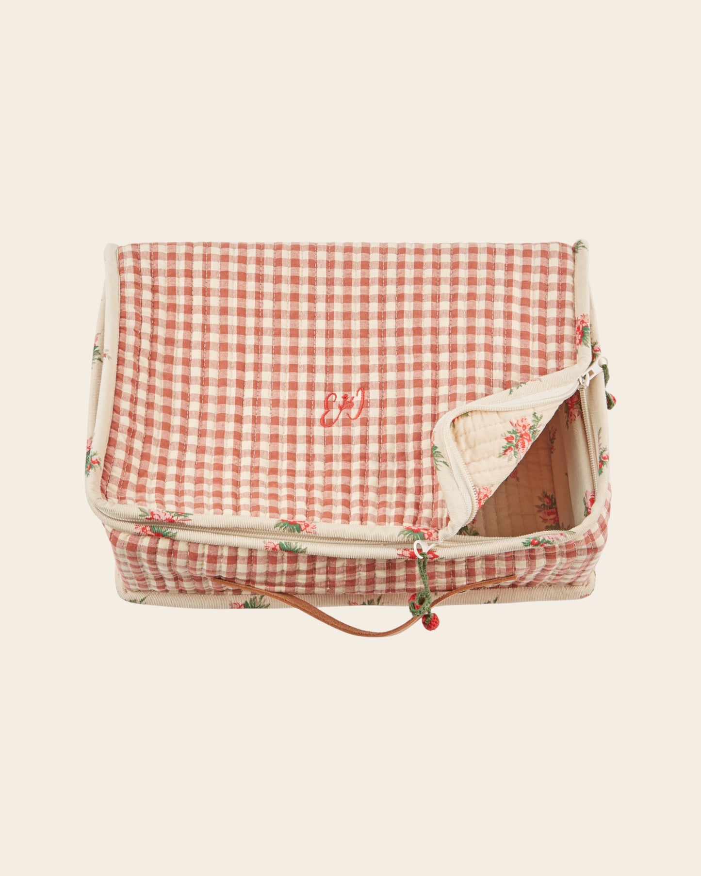 Valise - Matelassée vichy terracotta
