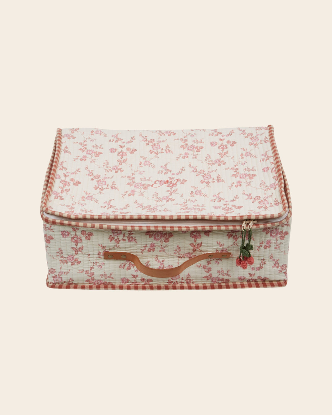 Grand valise - Fleuri écru et rose