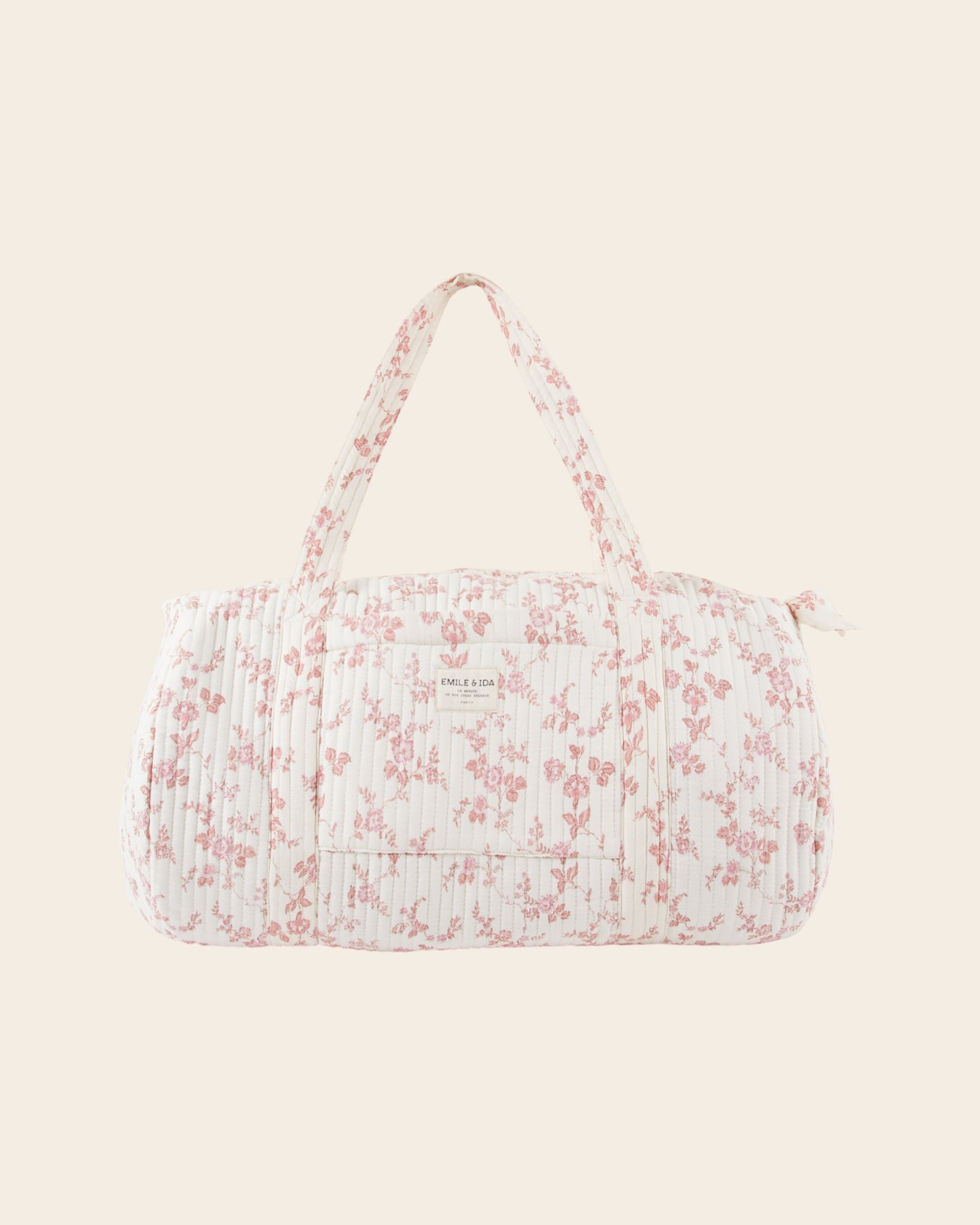 Sac week-end - Fleuri écru et rose