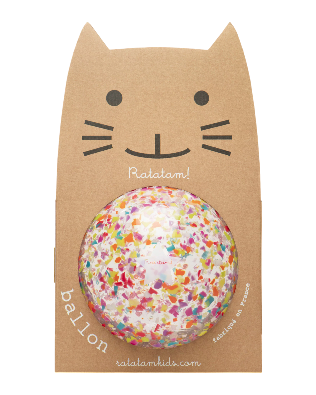 Ballon chat confetti multicolore 22 cm - Ratatam