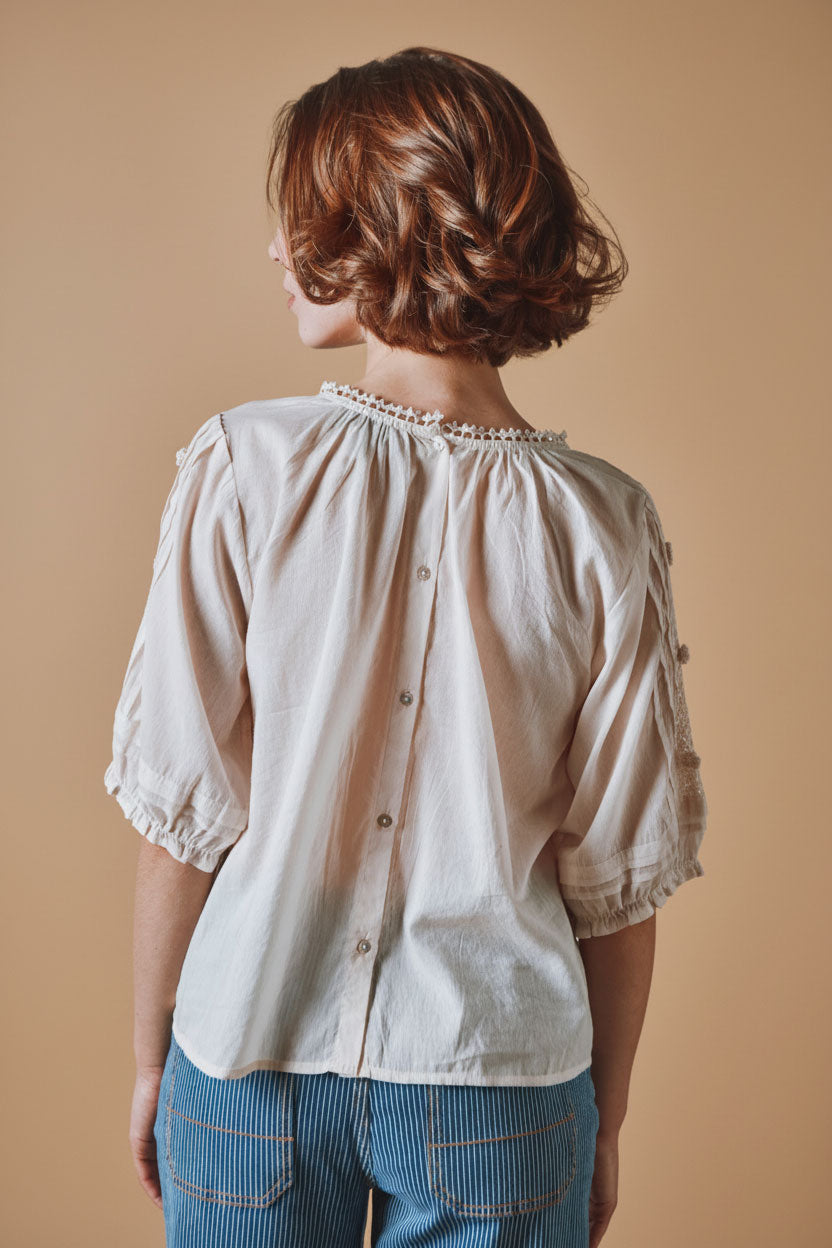 Blouse - Dentelle brodée crème