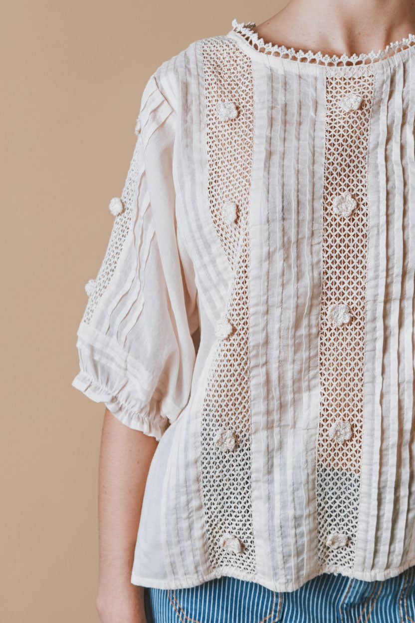Blouse - Dentelle brodée crème
