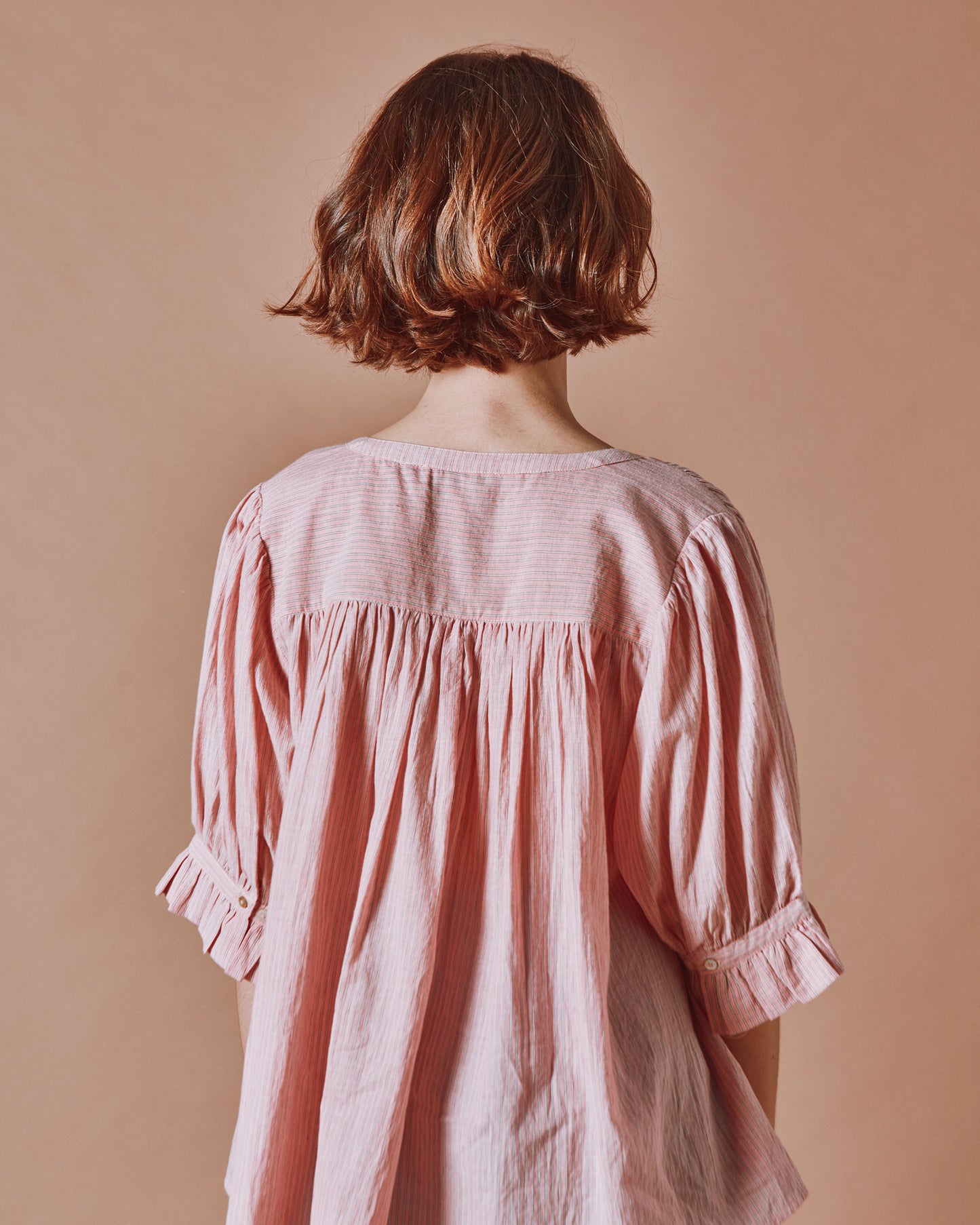 Blouse - Khadi rayé rose