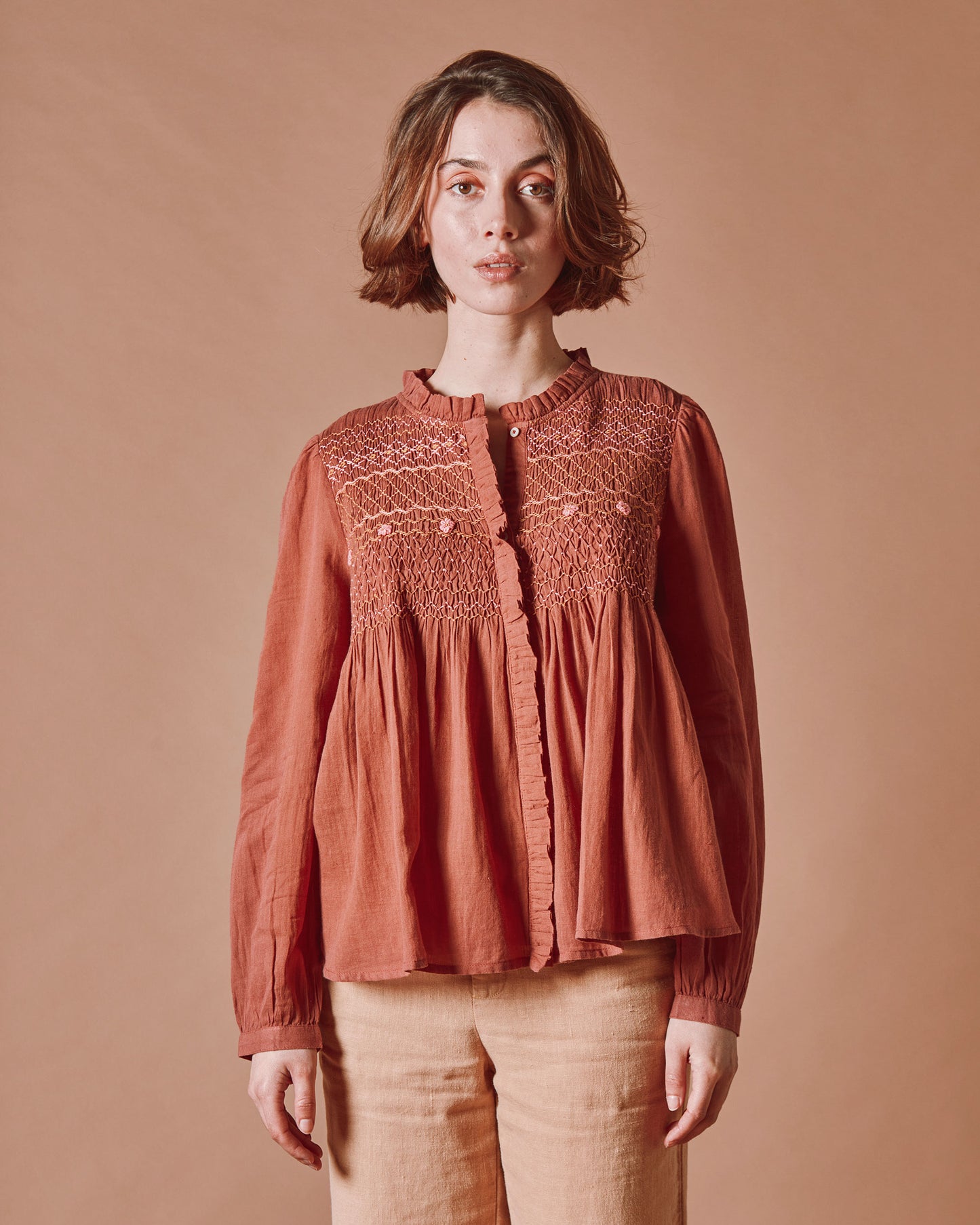 Blouse - Smockée sienne