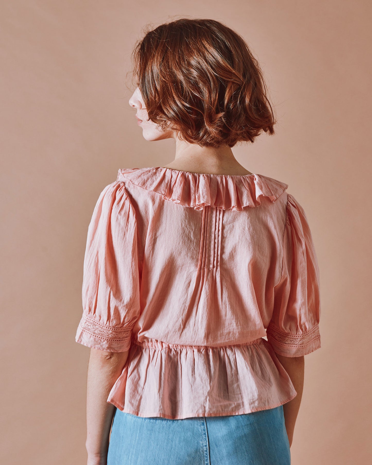Blouse - Vintage volanté rose