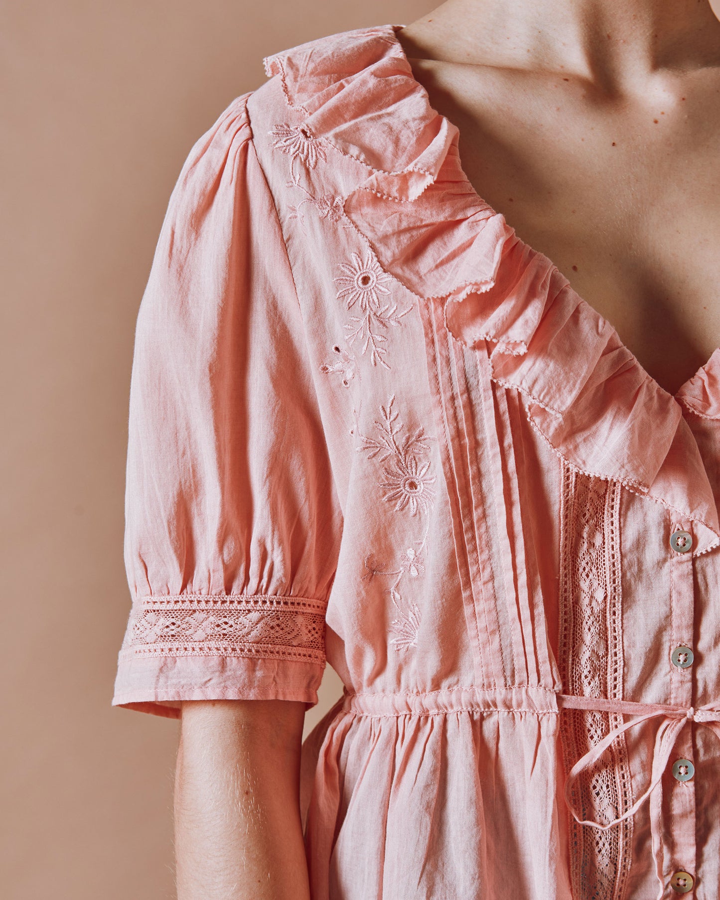 Blouse - Vintage volanté rose