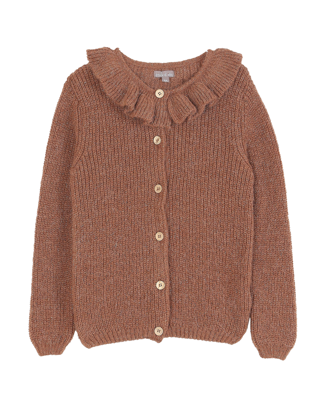 Cardigan collerette bébé châtaigne lurex