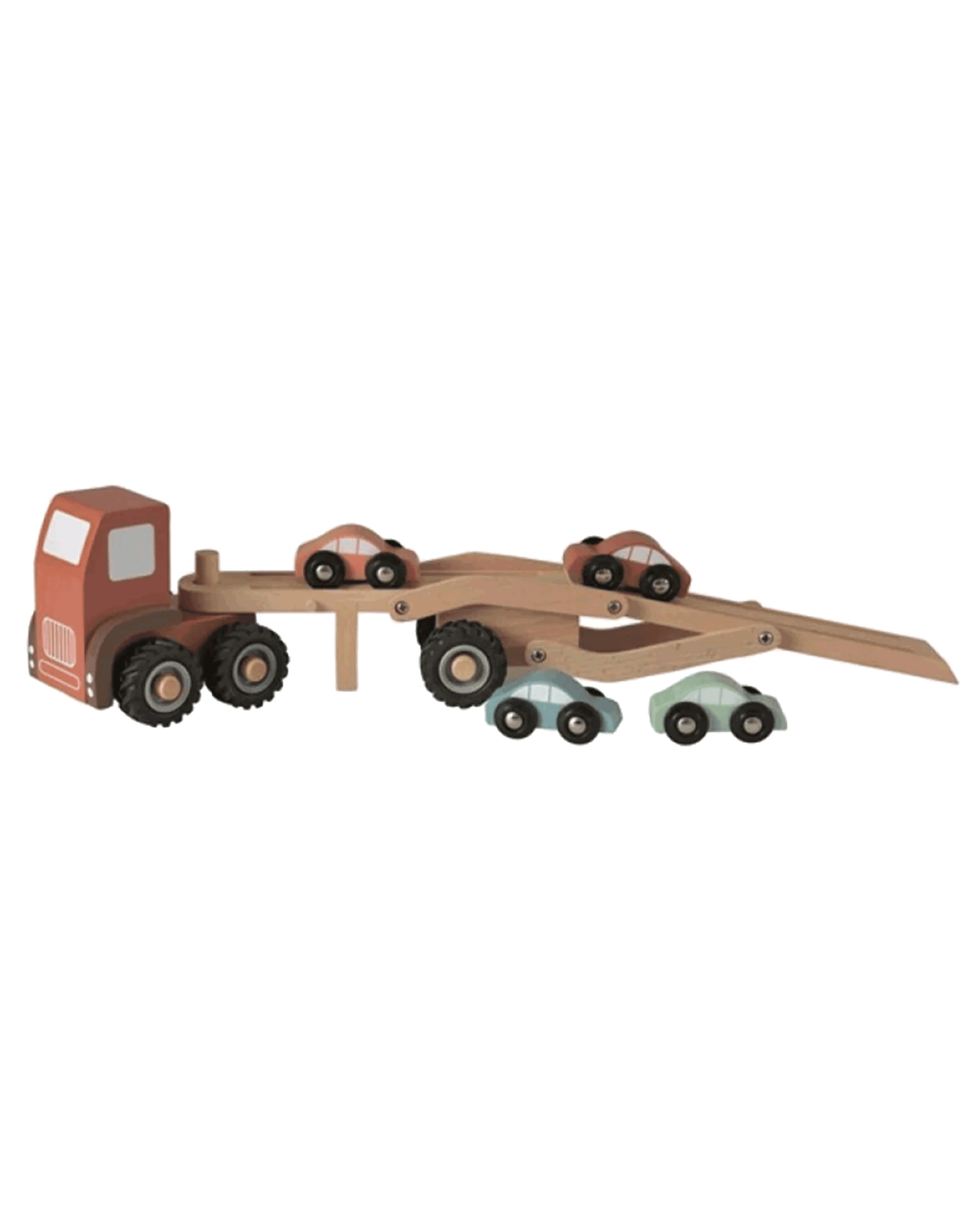 Camion remorqueur en bois et 4 voitures - Jouet Egmont Toys