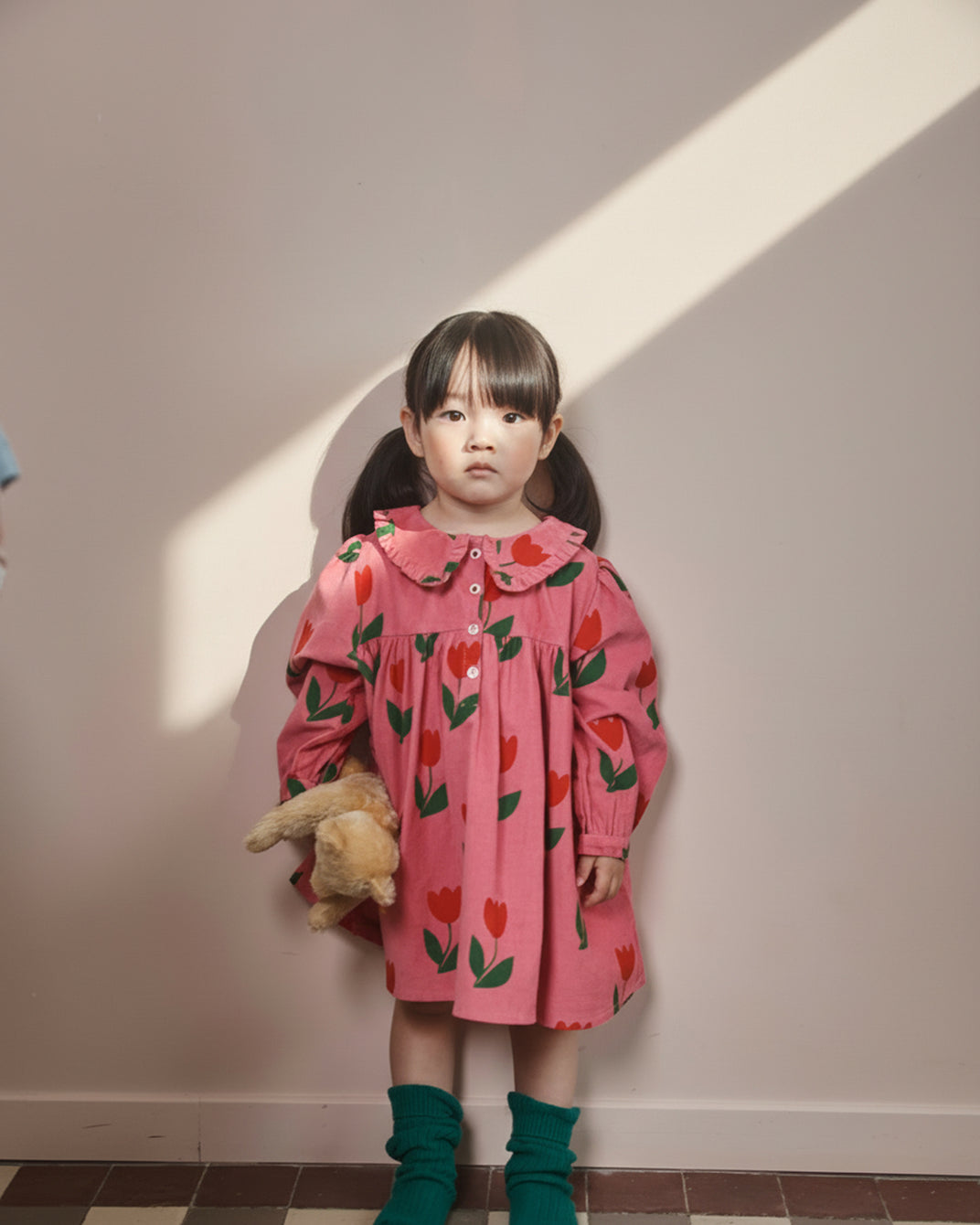 Robe ample - Velours tulipe rose
