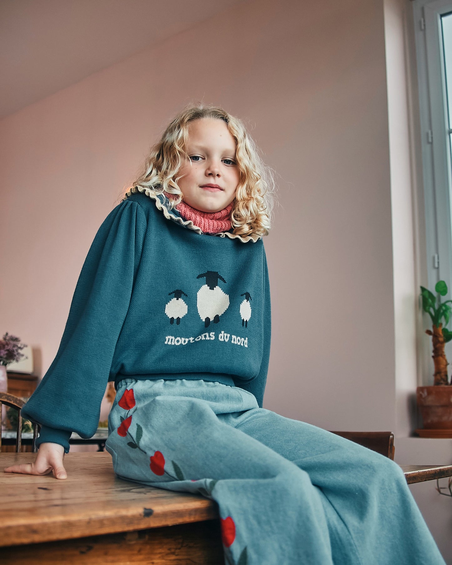 Pull enfant - Jacquard mouton bleu