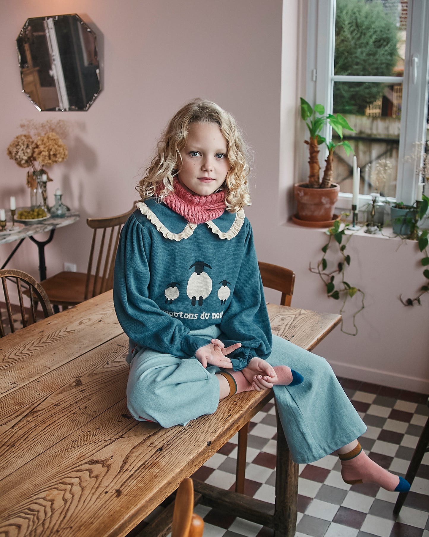 Pull enfant - Jacquard mouton bleu