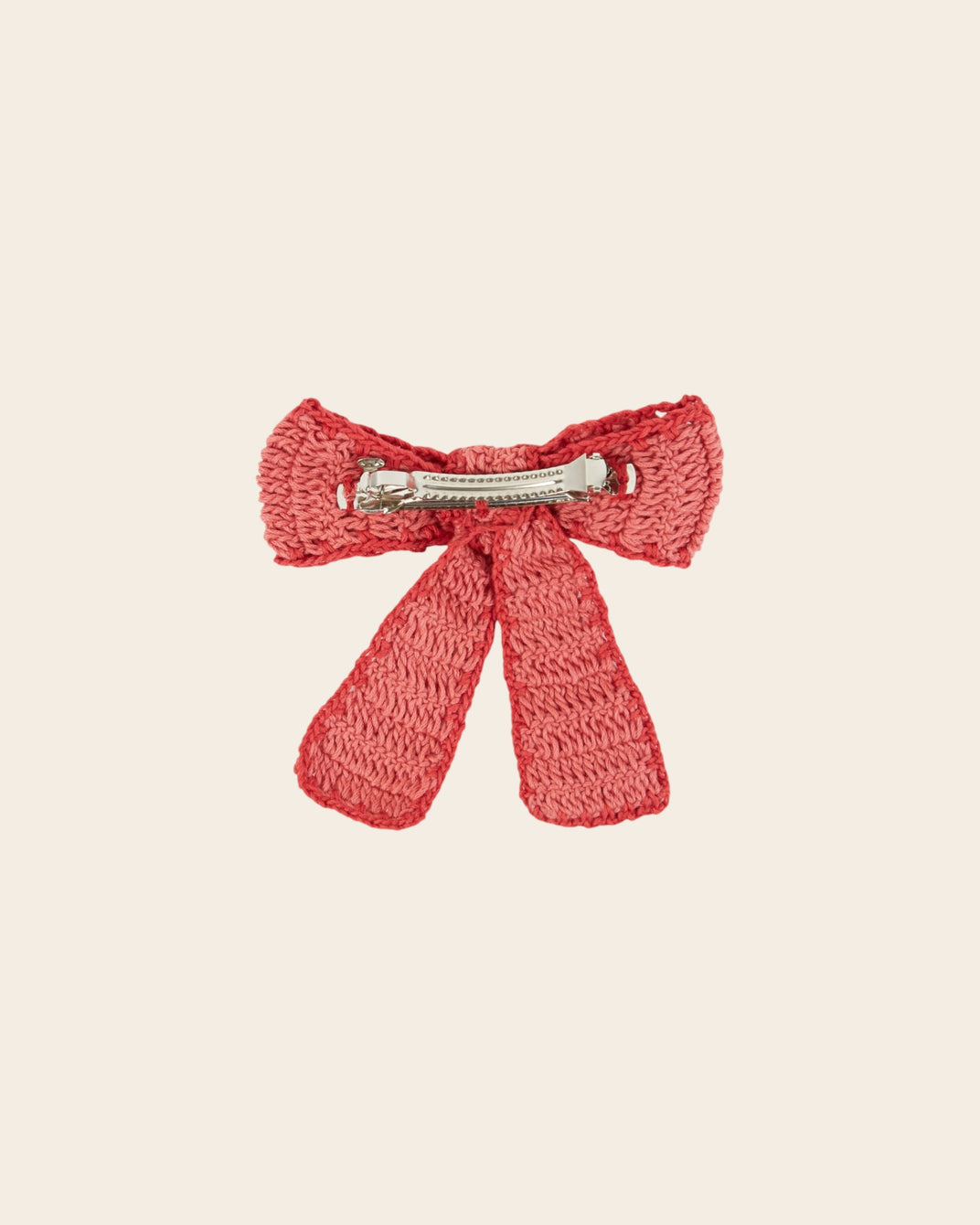 Barrette - Noeud crochet rose