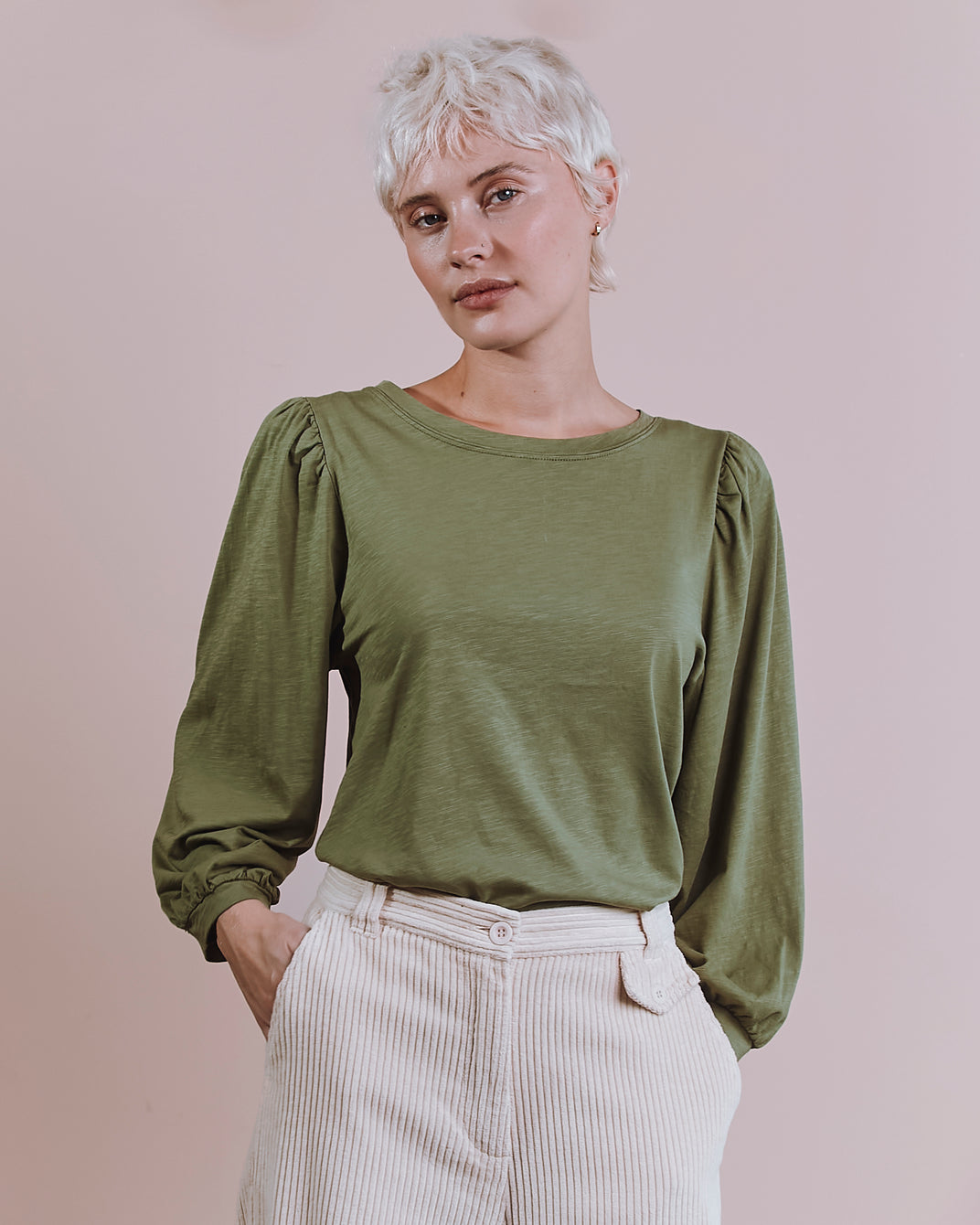 T-shirt - Manches ballons vert
