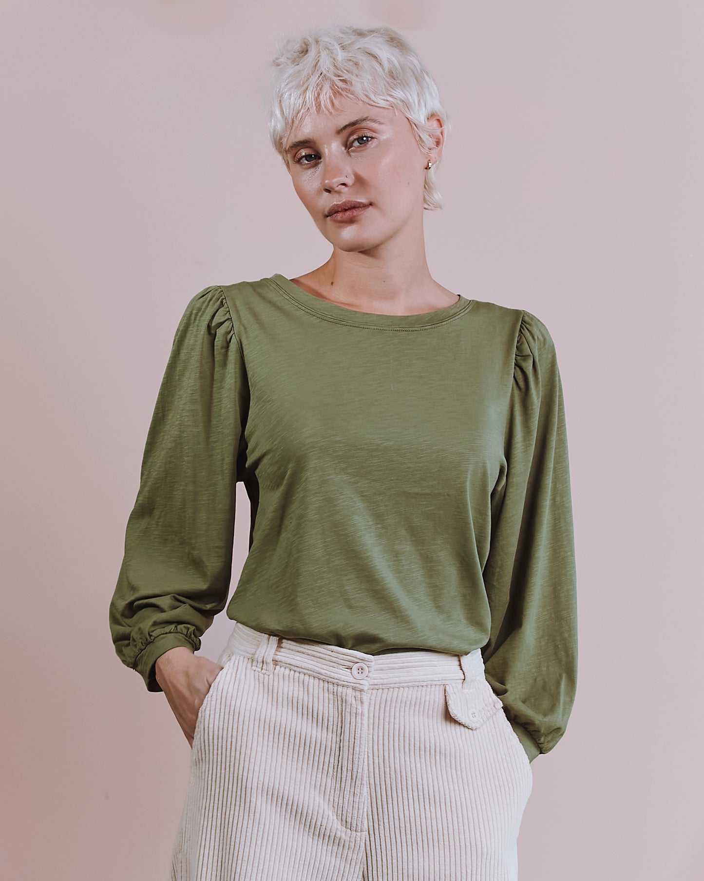 T-shirt - Manches ballons vert