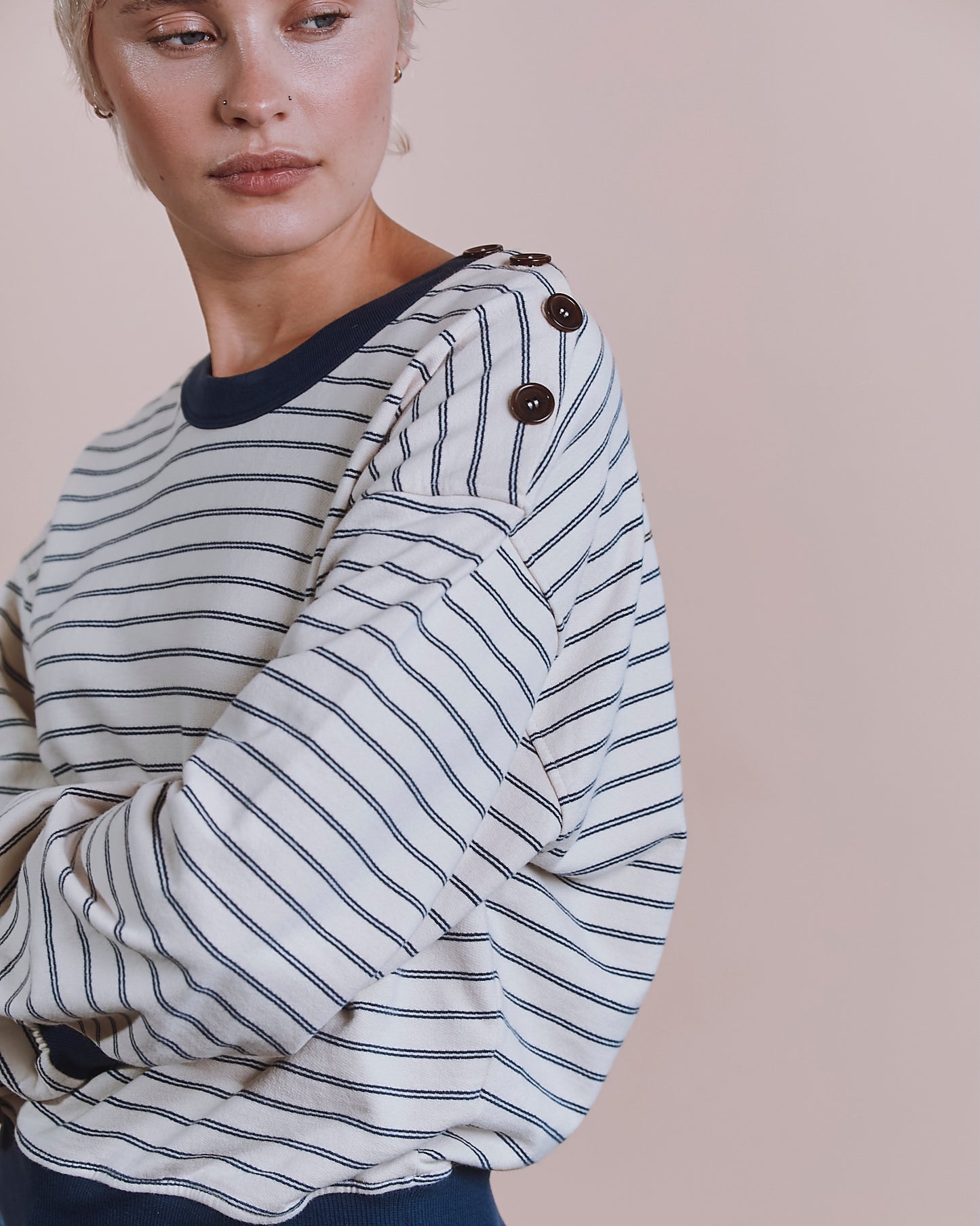 Sweat - Rayé marine et écru