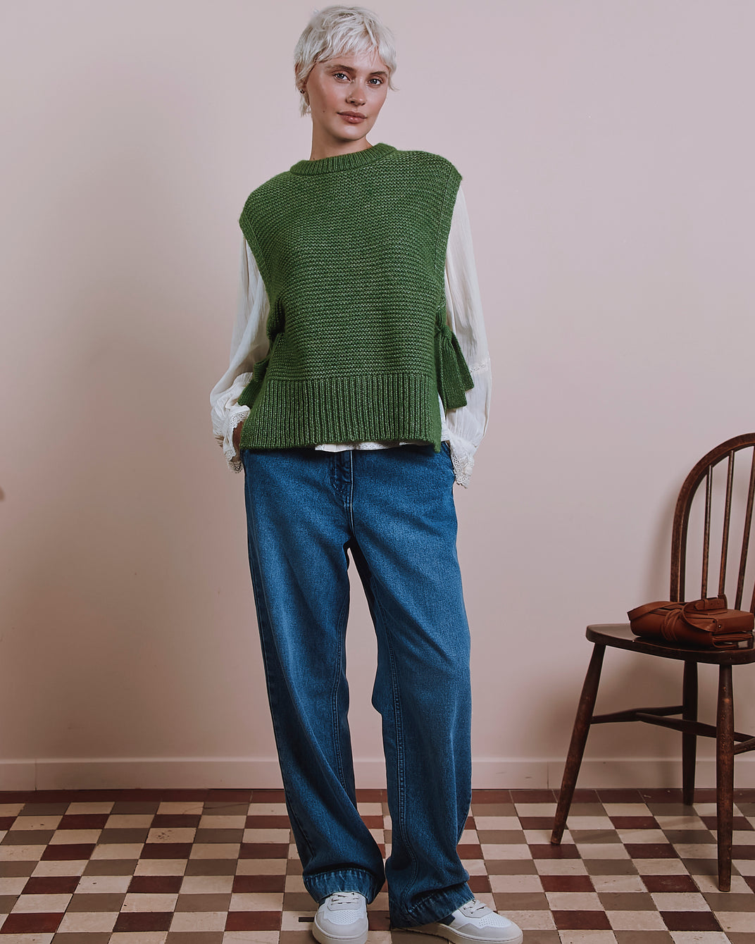 Pull sans manches - A nouer vert