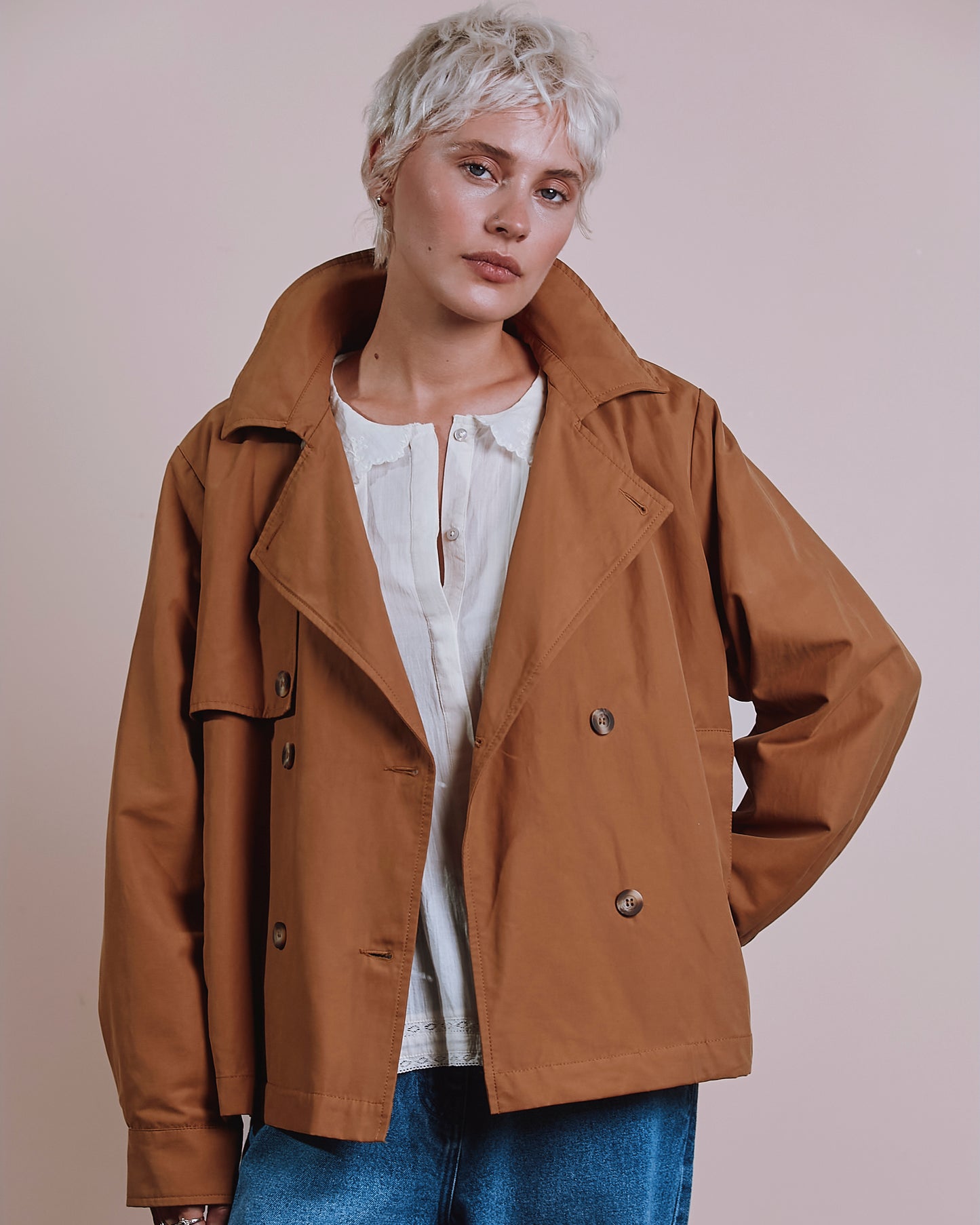 Veste trench - Col à nouer camel