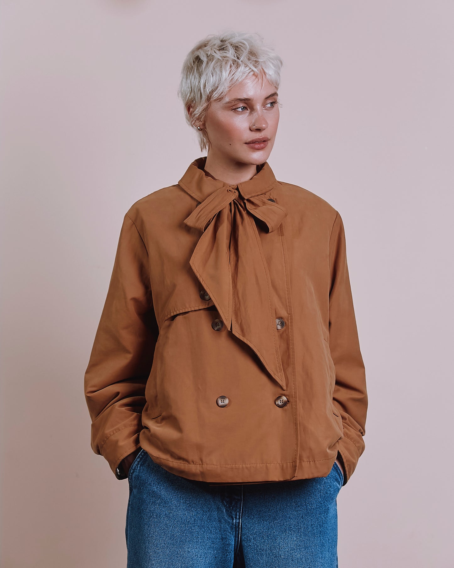 Veste trench - Col à nouer camel