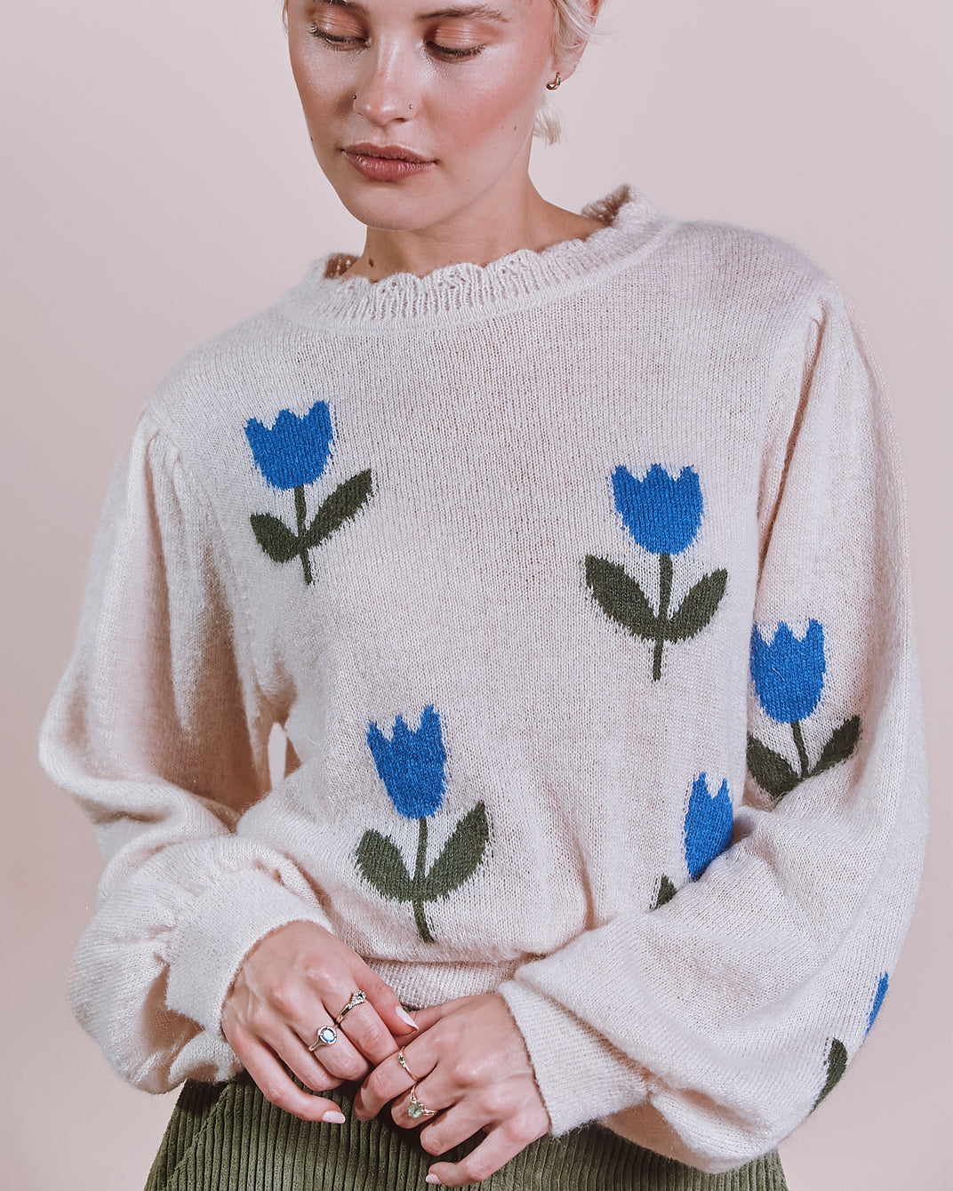 Pull femme - Tulipe bleue