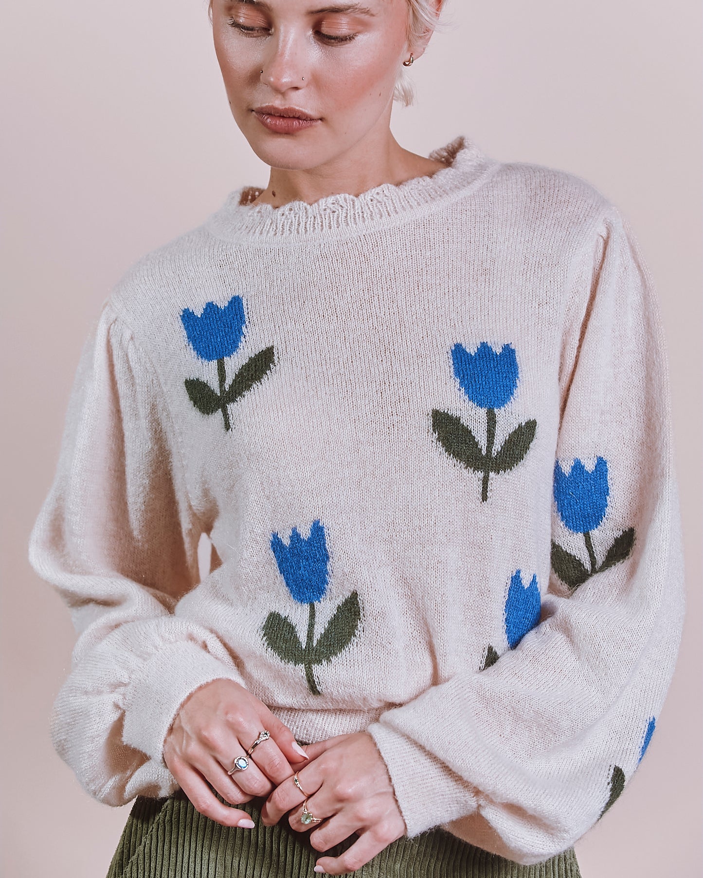 Pull femme - Tulipe bleue