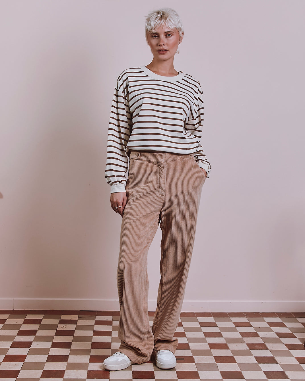 Pantalon - Velours cotelé beige
