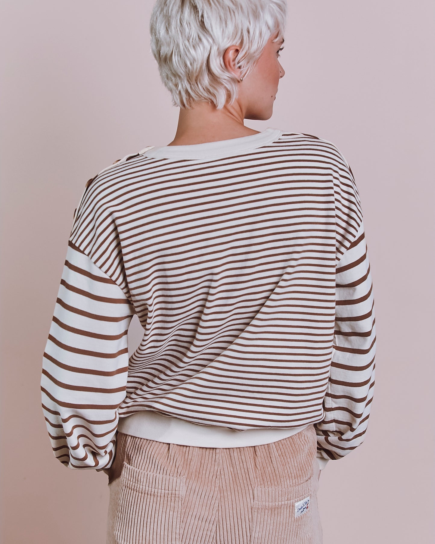 Sweat - Rayé marron et écru