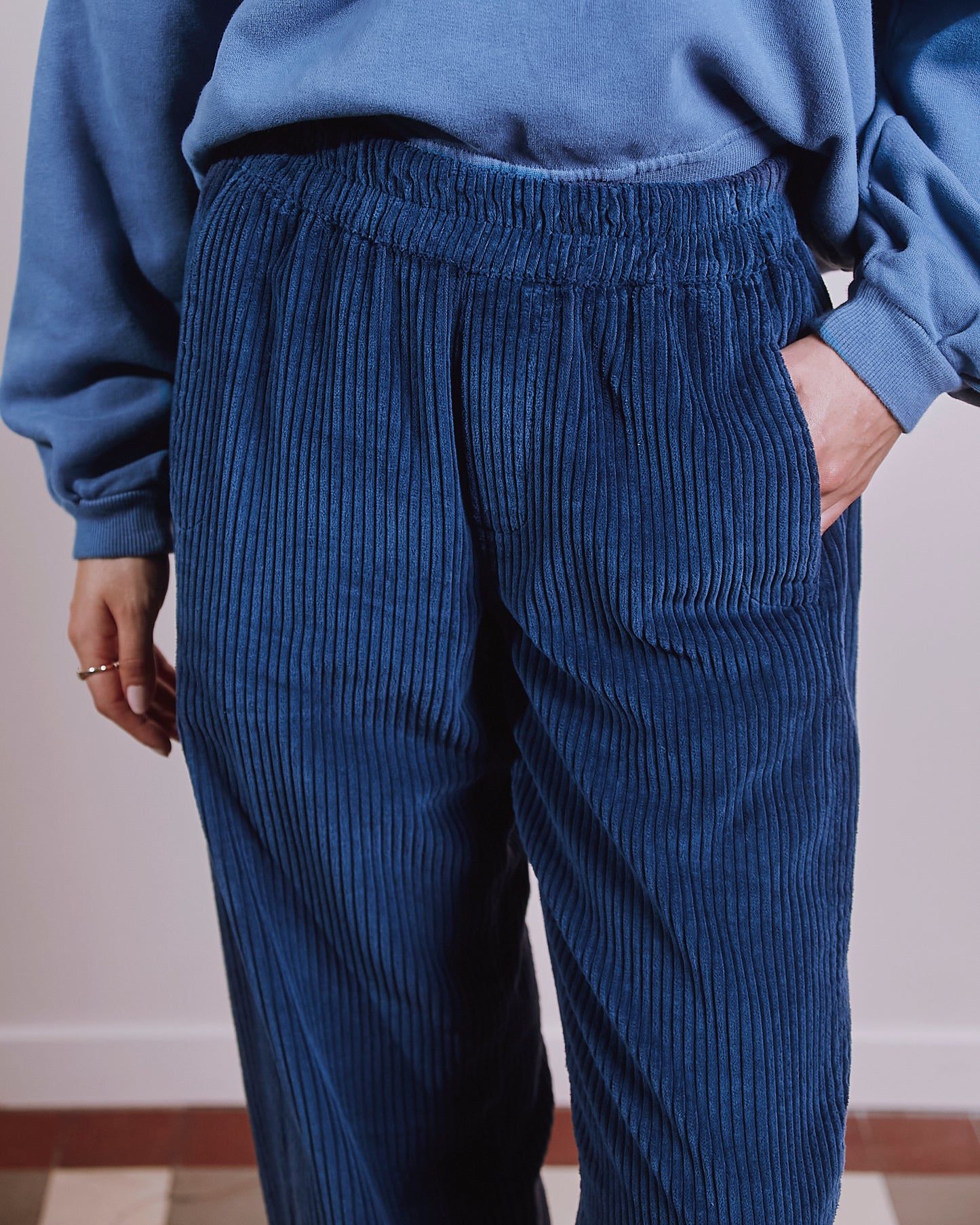 Pantalon jogger - Velours cotelé bleu