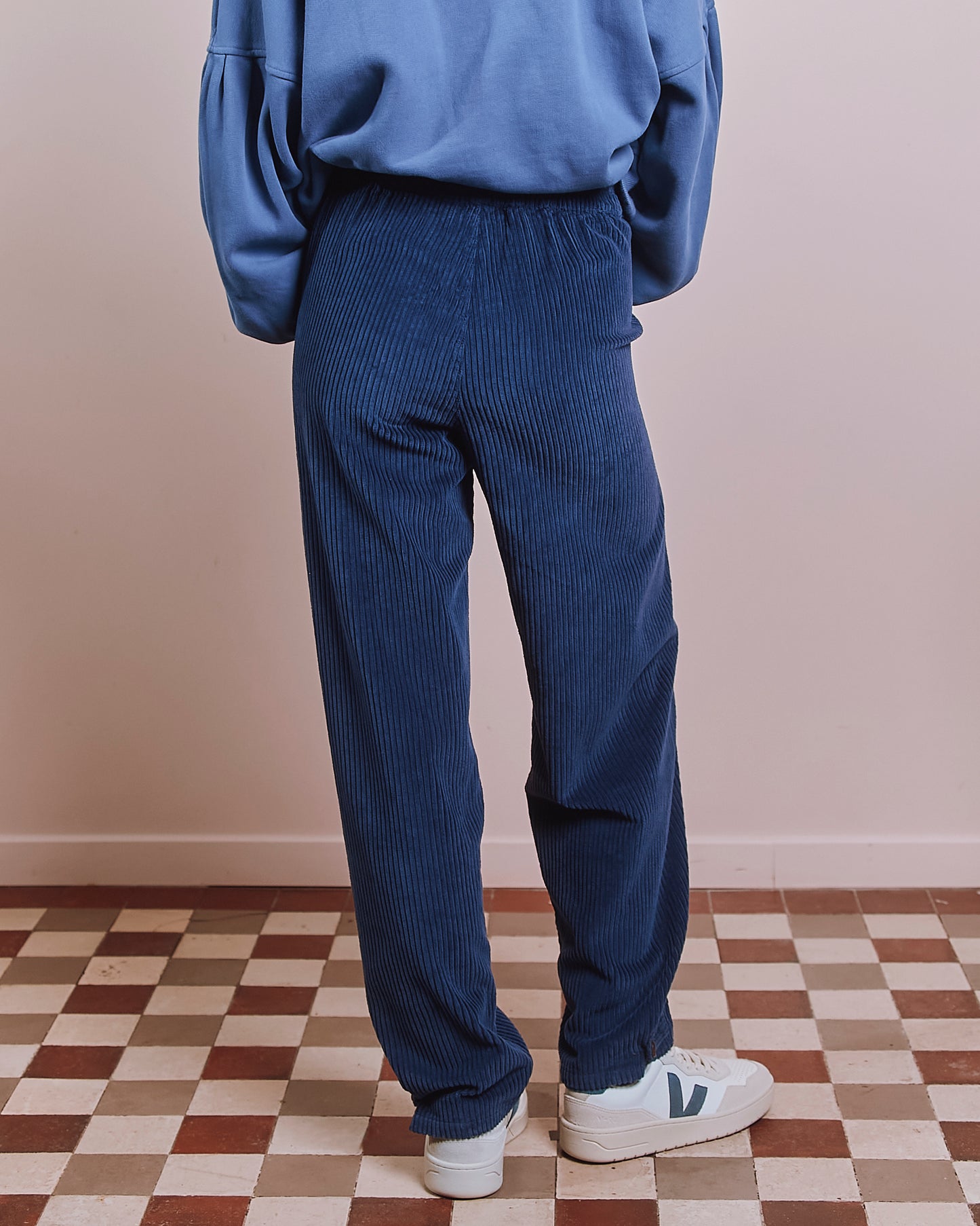 Pantalon jogger - Velours cotelé bleu