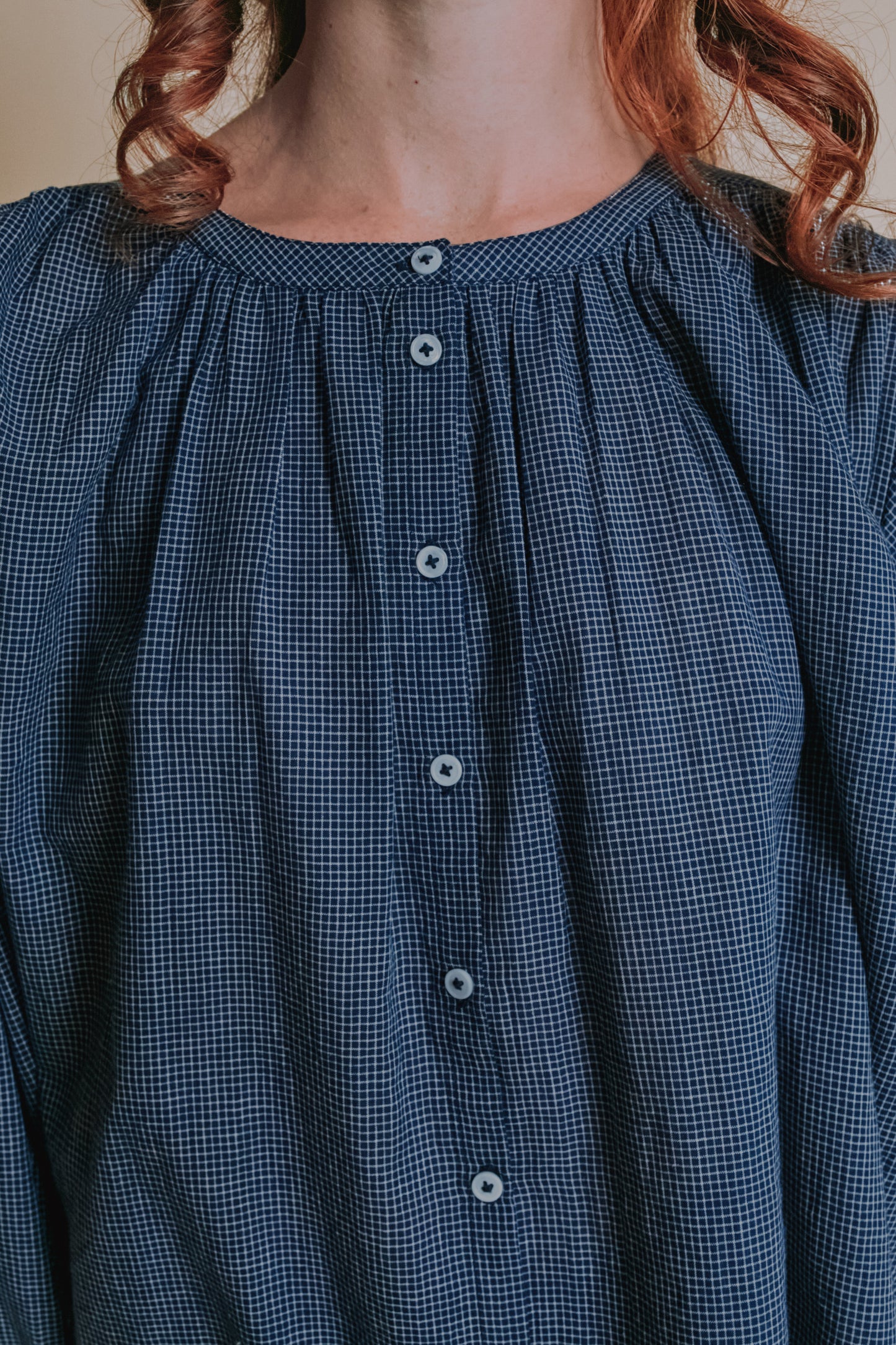 Blouse - Khadi carreaux marine